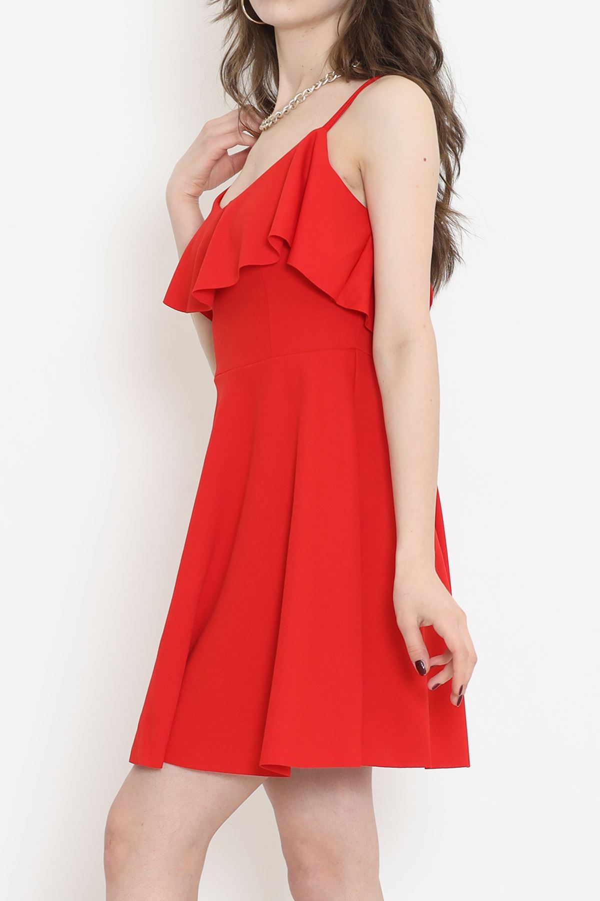 Crep Dress with Straps Red - 581815.1592.