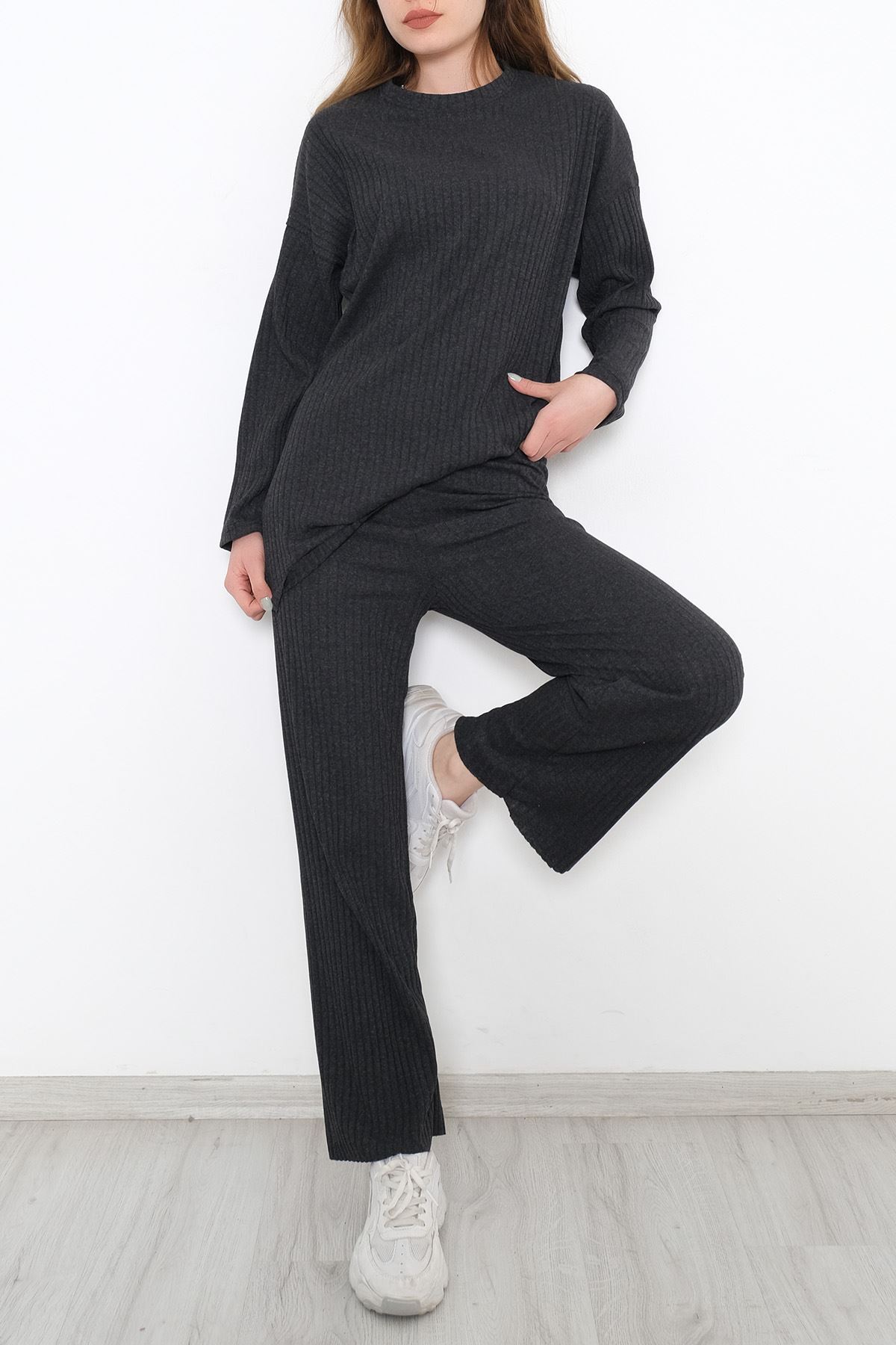 Long Sleeve Fitted Suit Anthracite - 10147.1567.