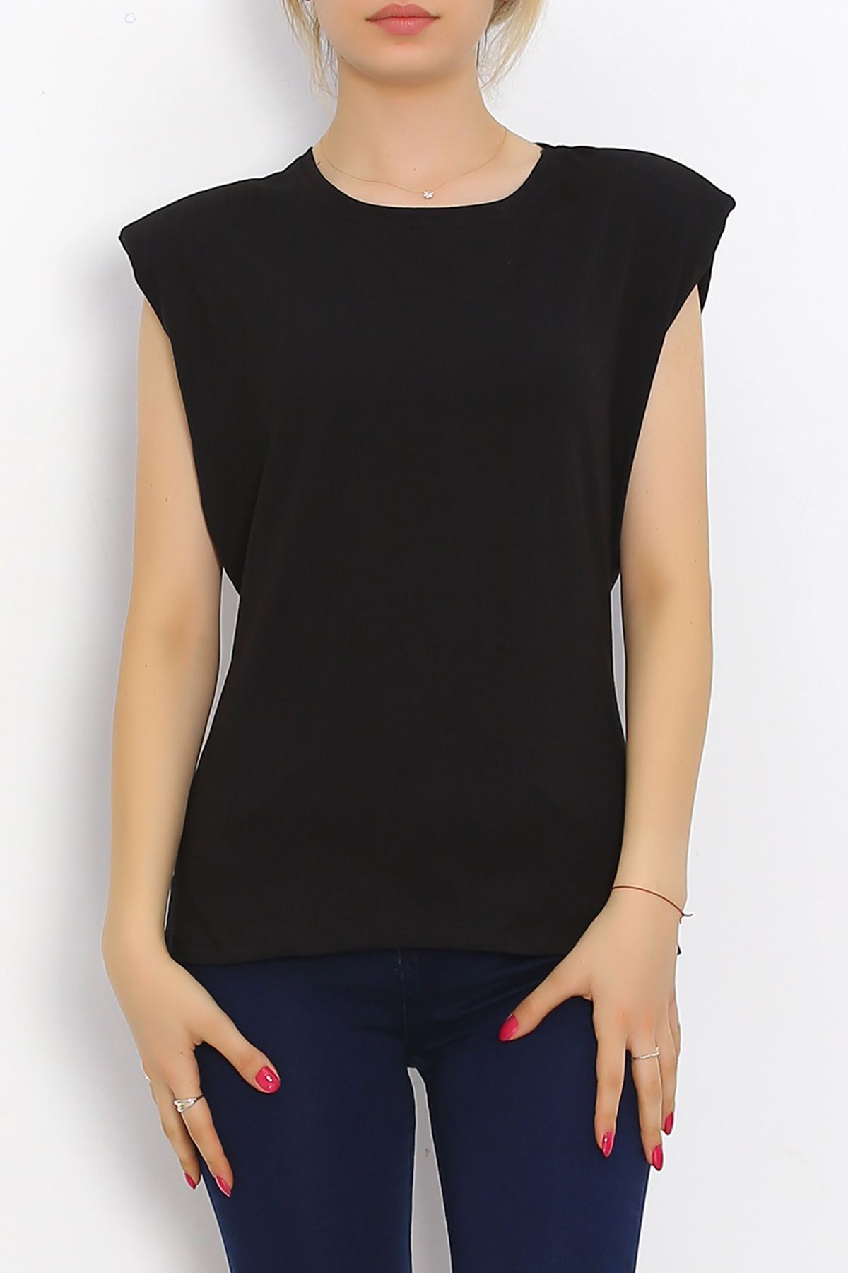 Sleeveless T-shirt with Wadding Black - 15874.1567.