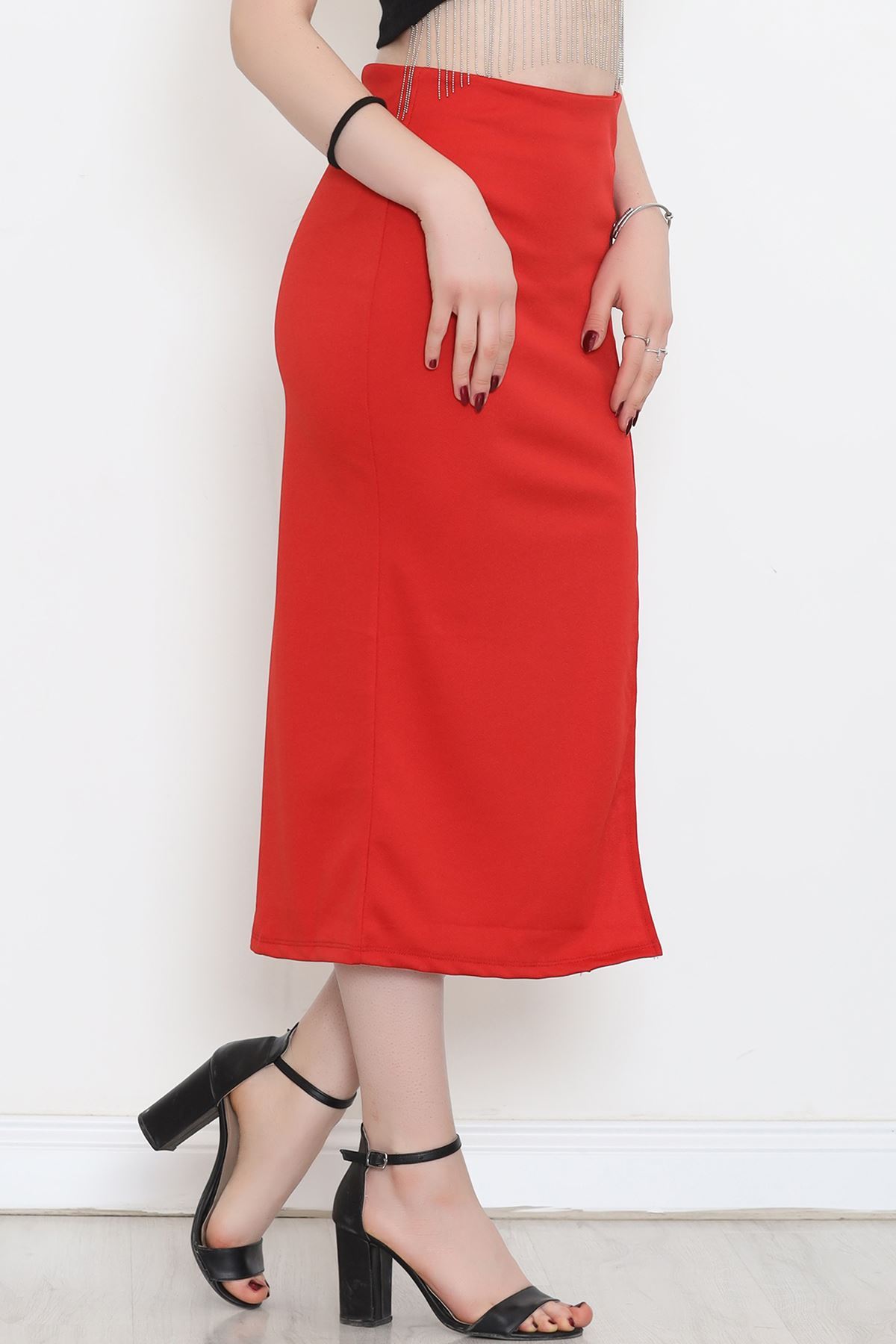 Skirt with slit Red - 12597.631.