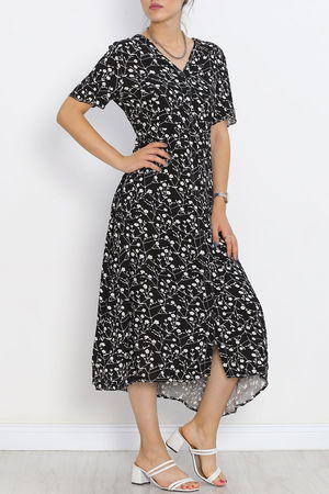 Buttoned Belted Dress Black and White - 716.1247.