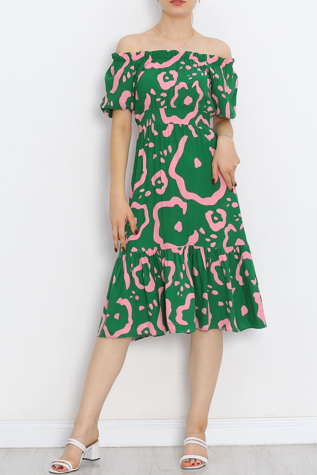 Madonna Collar Dress Green Pink - 18935.1247.