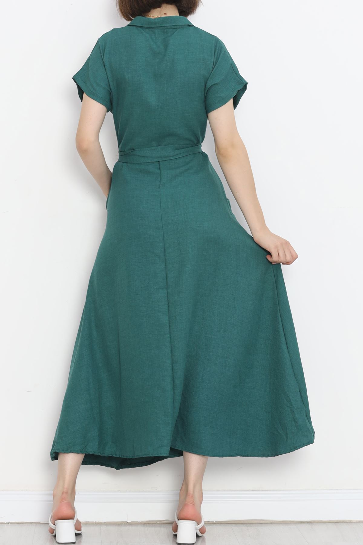 Pocket Detail Belted Dress Emerald - 18674.1778.