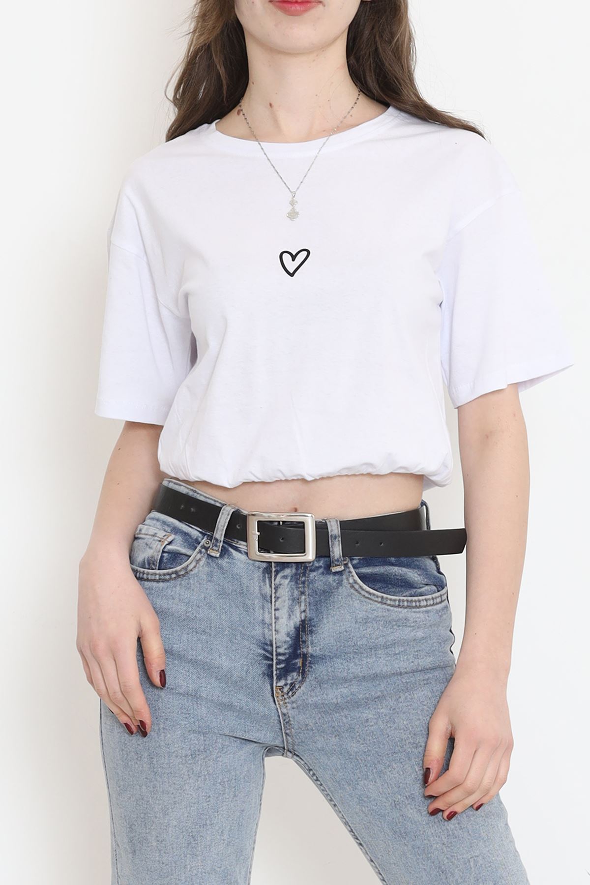 Printed Crop T-shirt White - 16548.1567.