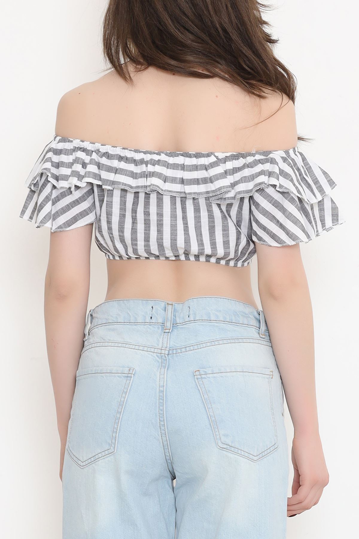 Striped Crop Blouse Smoked White - 18426.631.