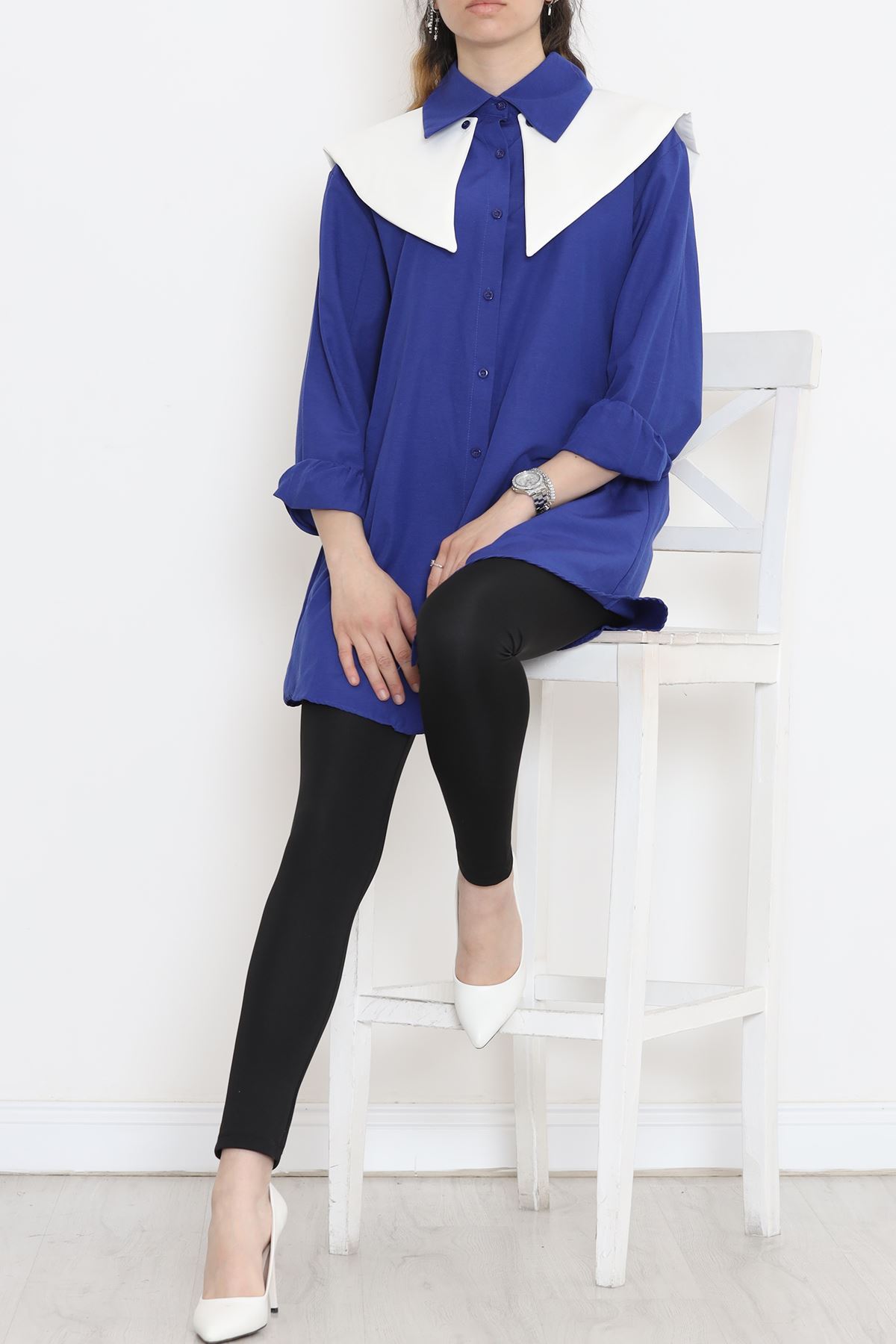 Wide Collar Poplin Shirt Saks - 16718.255.