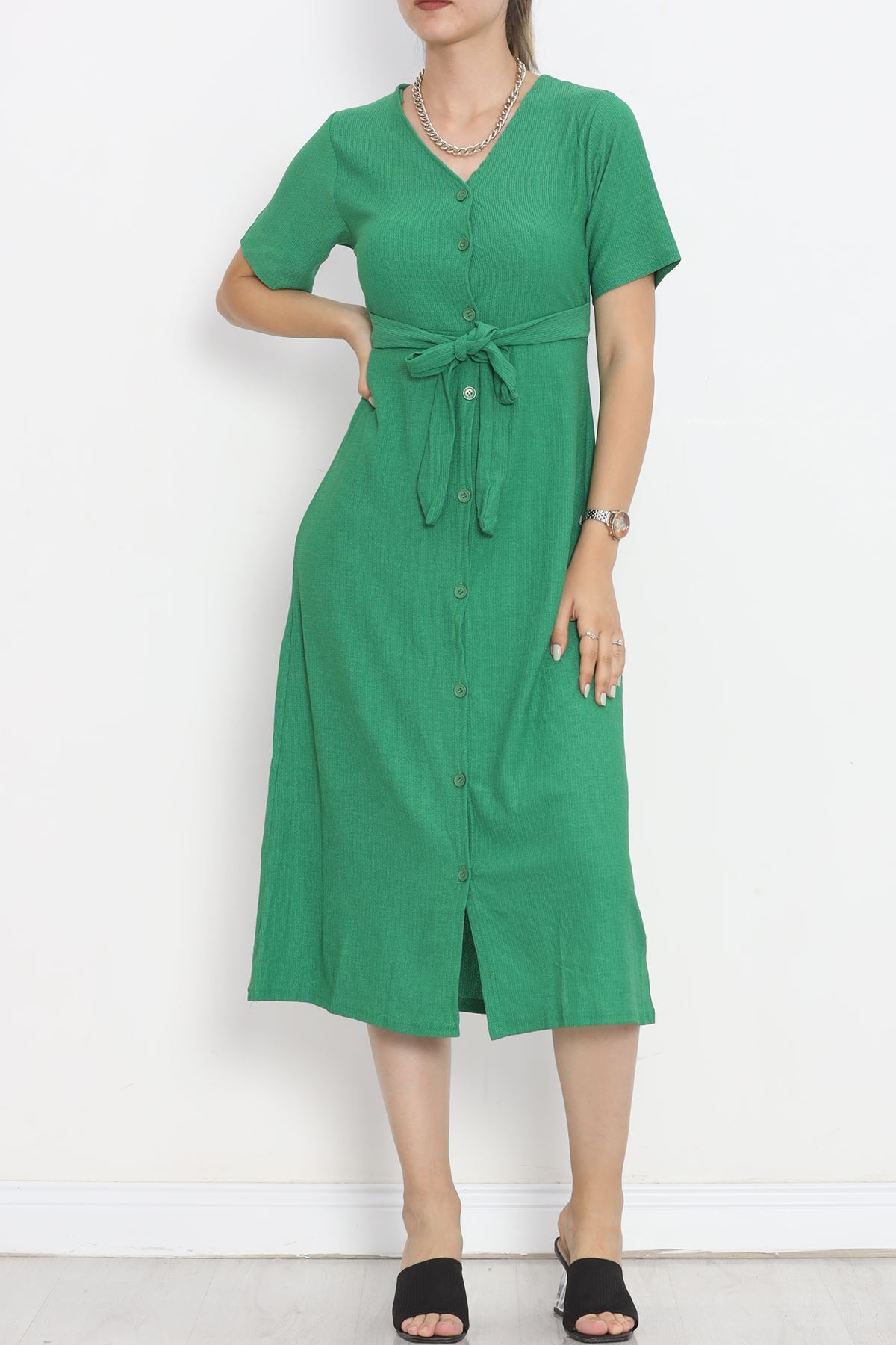 Button Front Dress Green - 12181.1254.