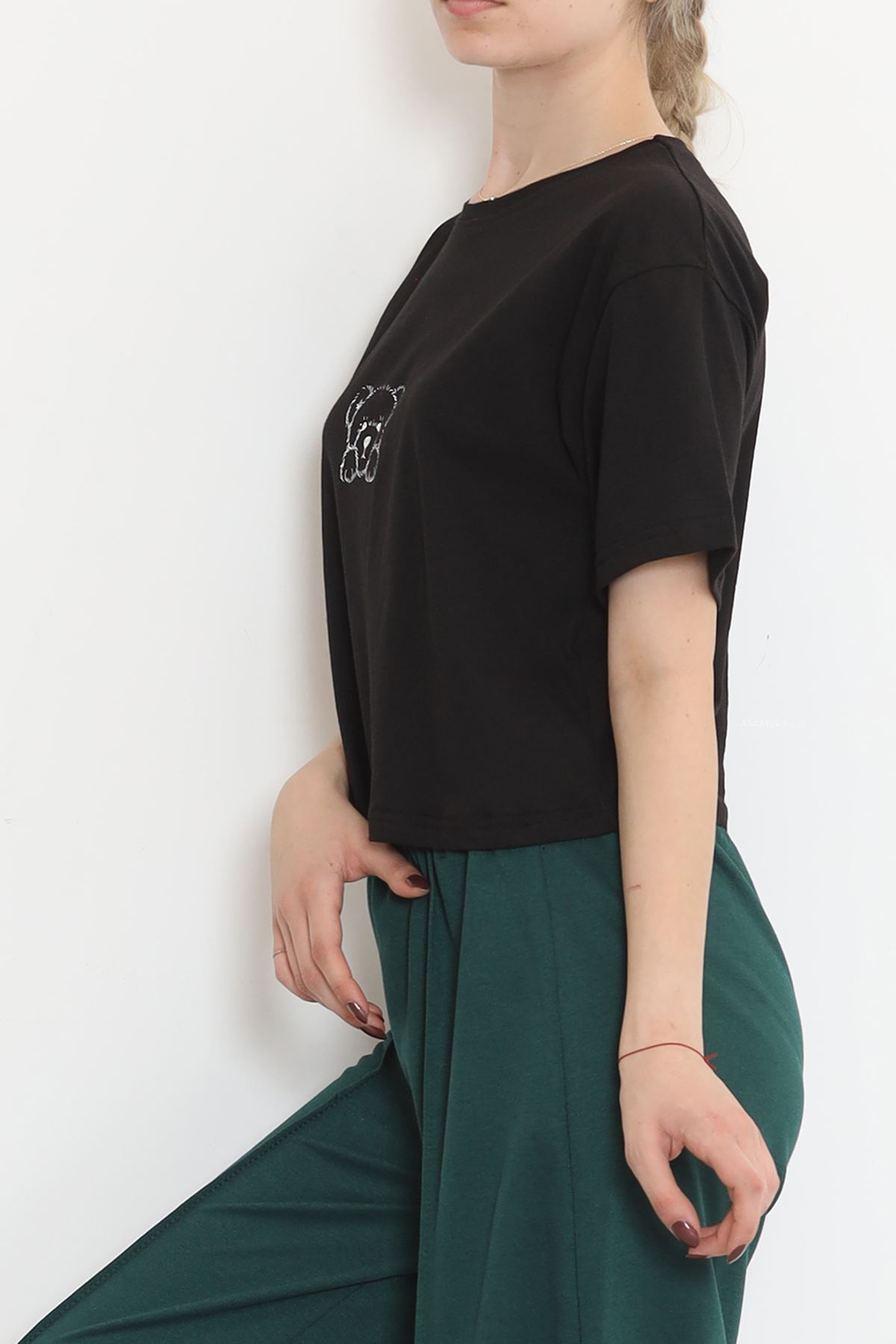 Crew Neck Crop T-shirt Black - 16476.1567.