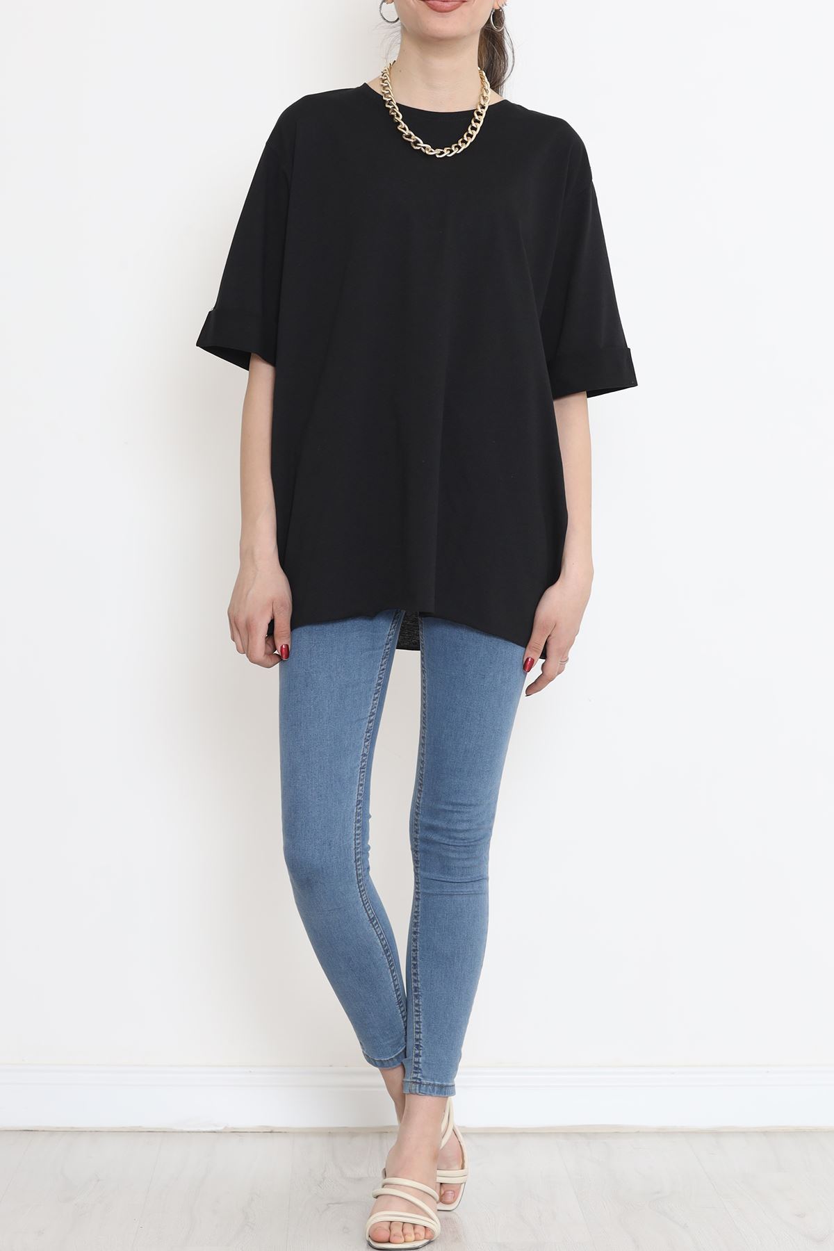 Plus Size Double Sleeve T-Shirt Black - 15788.253.