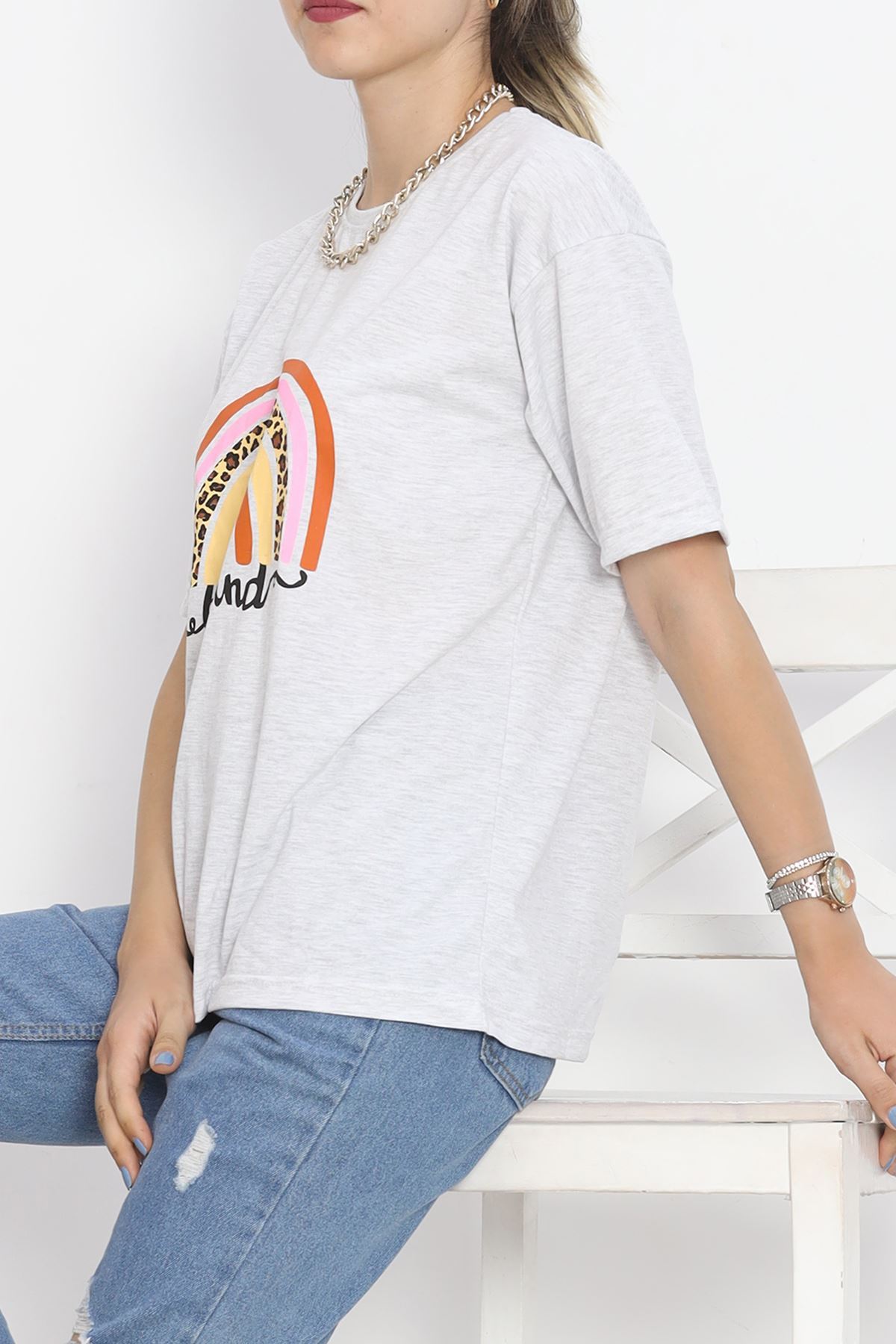 Printed Crew Neck T-Shirt Gray - 16522.1567.