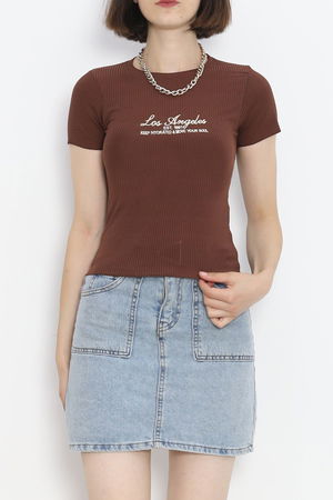 Embroidered T-shirt Brown - 18890.1247.