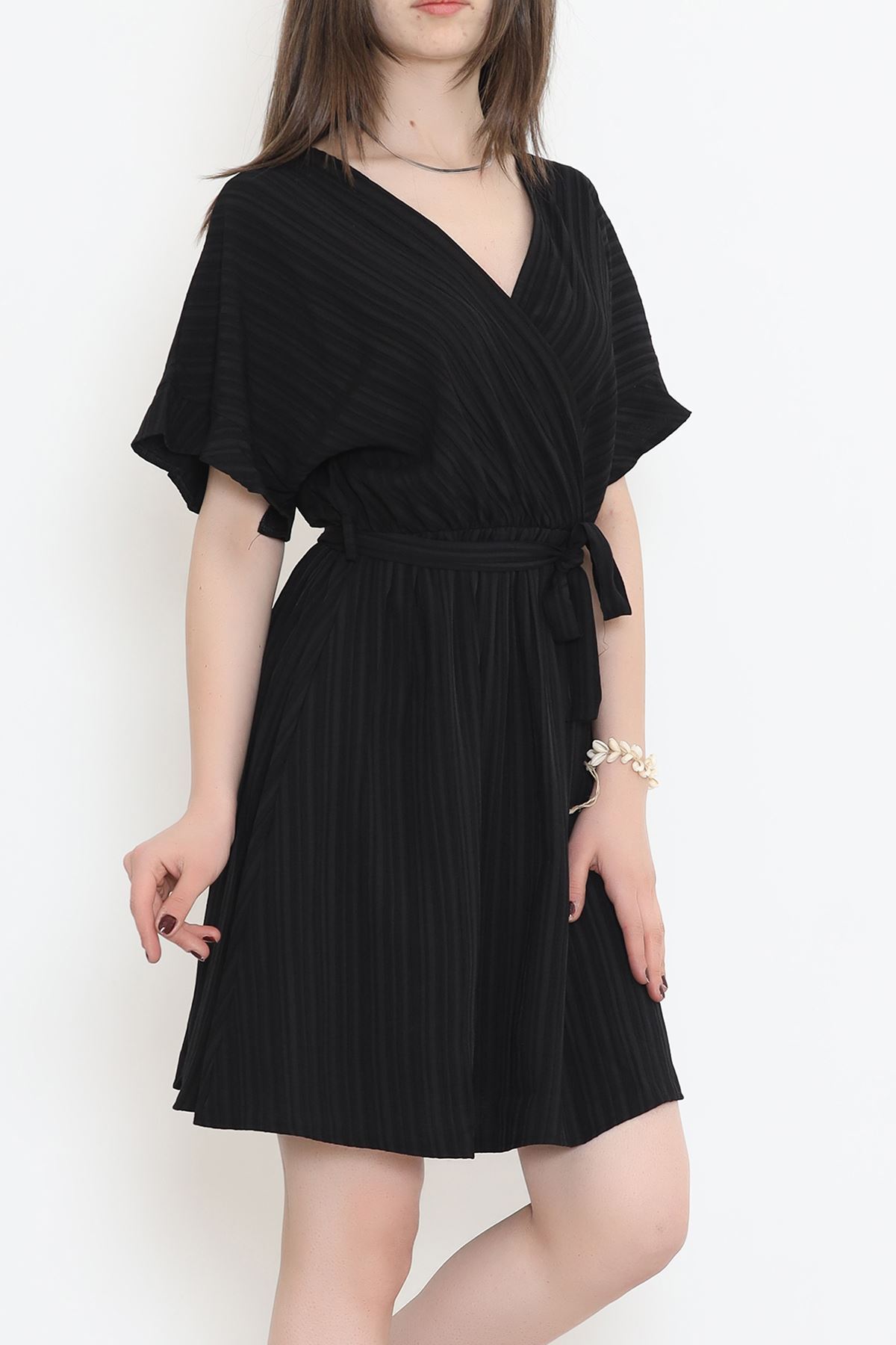 Double-breasted Collar Dress Black - 17368.701.