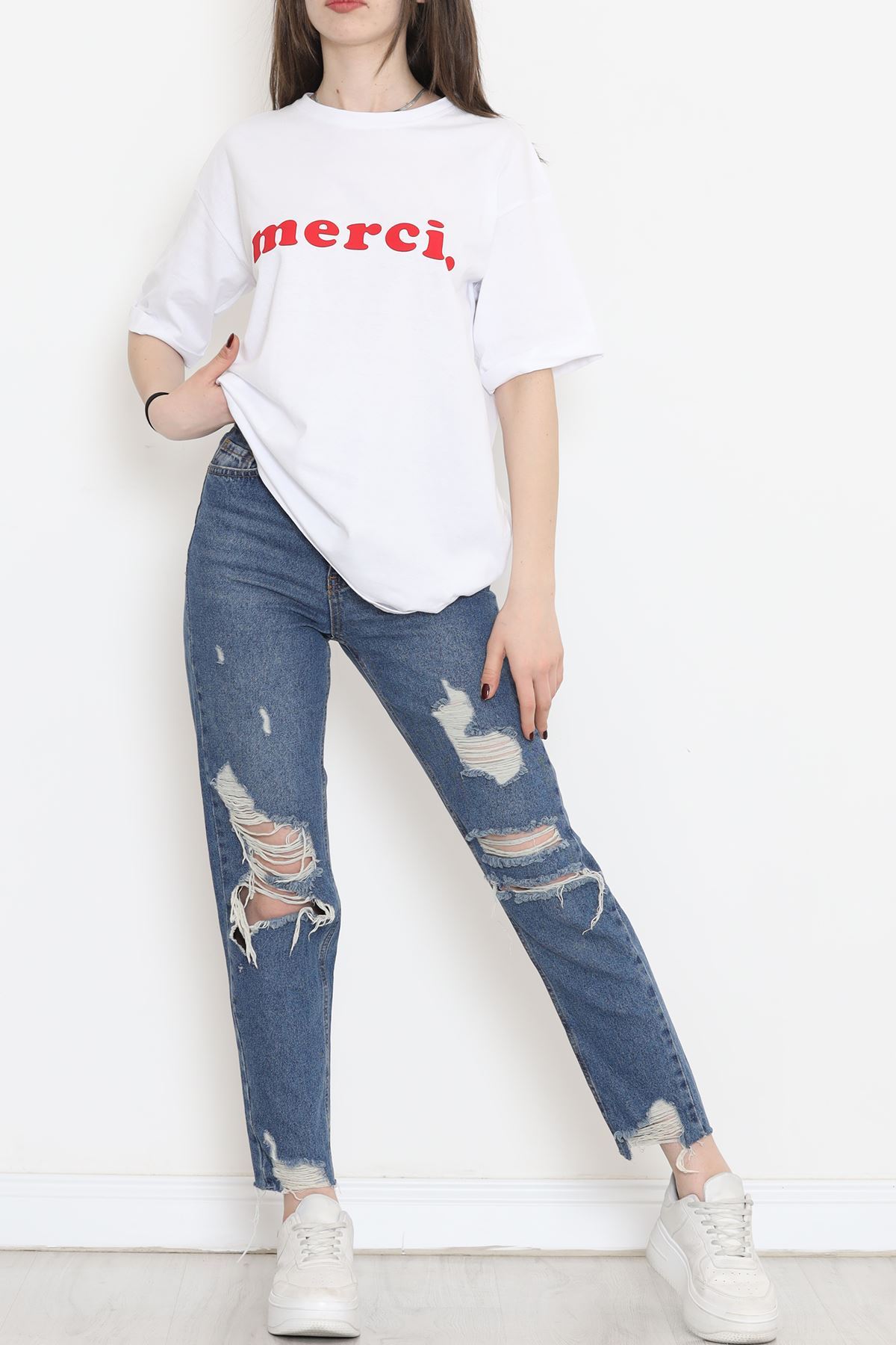 Printed Double Sleeve T-shirt White - 16536.1567.