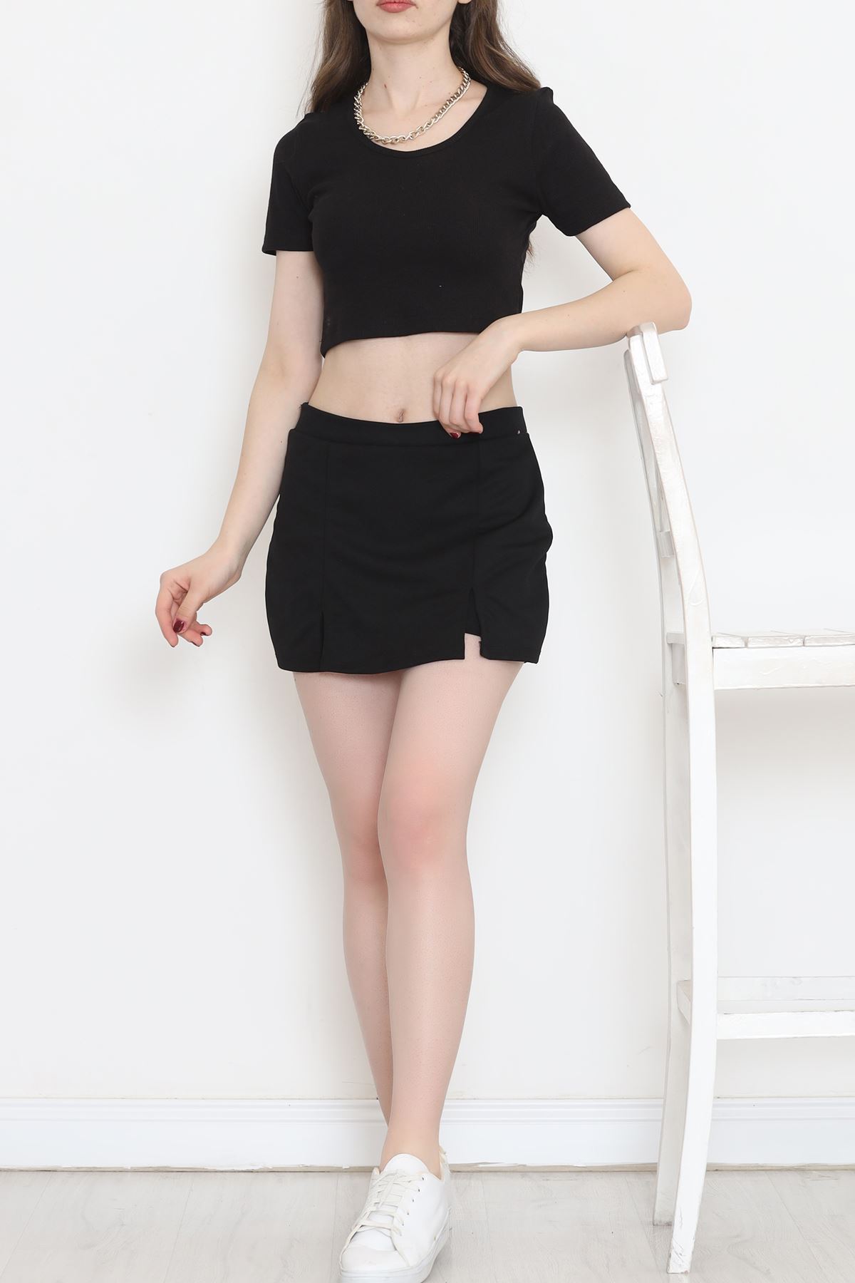 Scuba Fabric Shorts Skirt Black - 16434.1778.