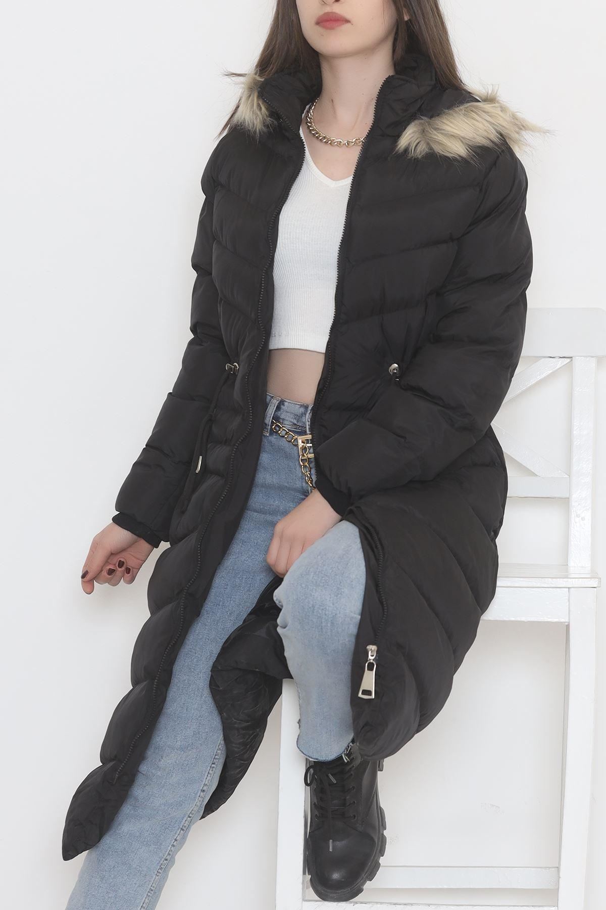 Jesica Coat with Fur Hood Black - 1780.1555.