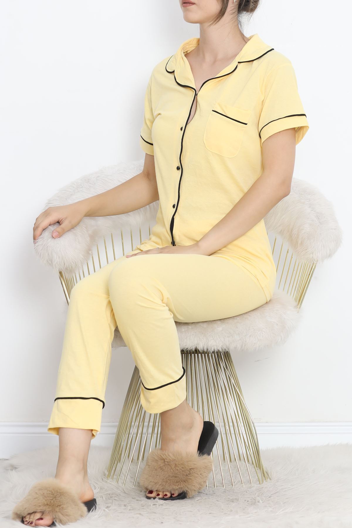 Pajama Set with Front Pocket Yellow Black - 11404.1048.