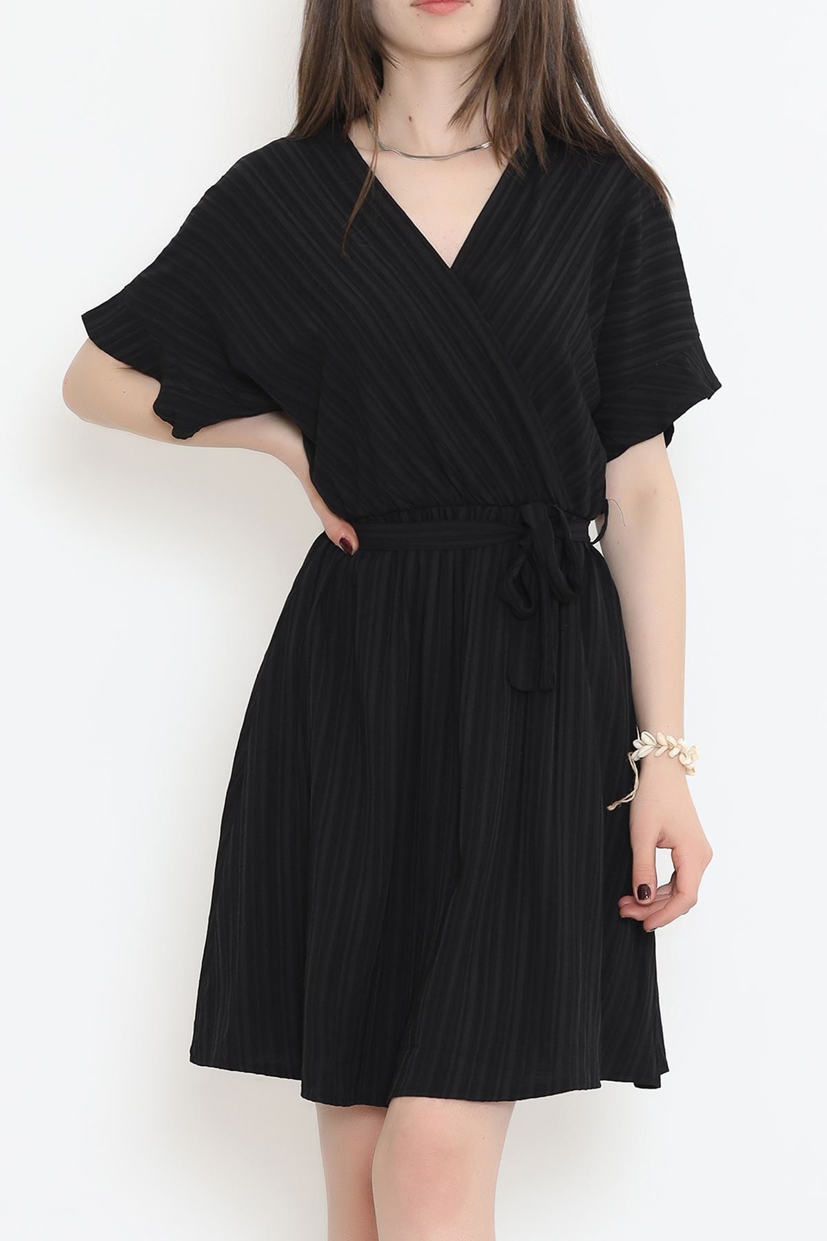 Double-breasted Collar Dress Black - 17368.701.