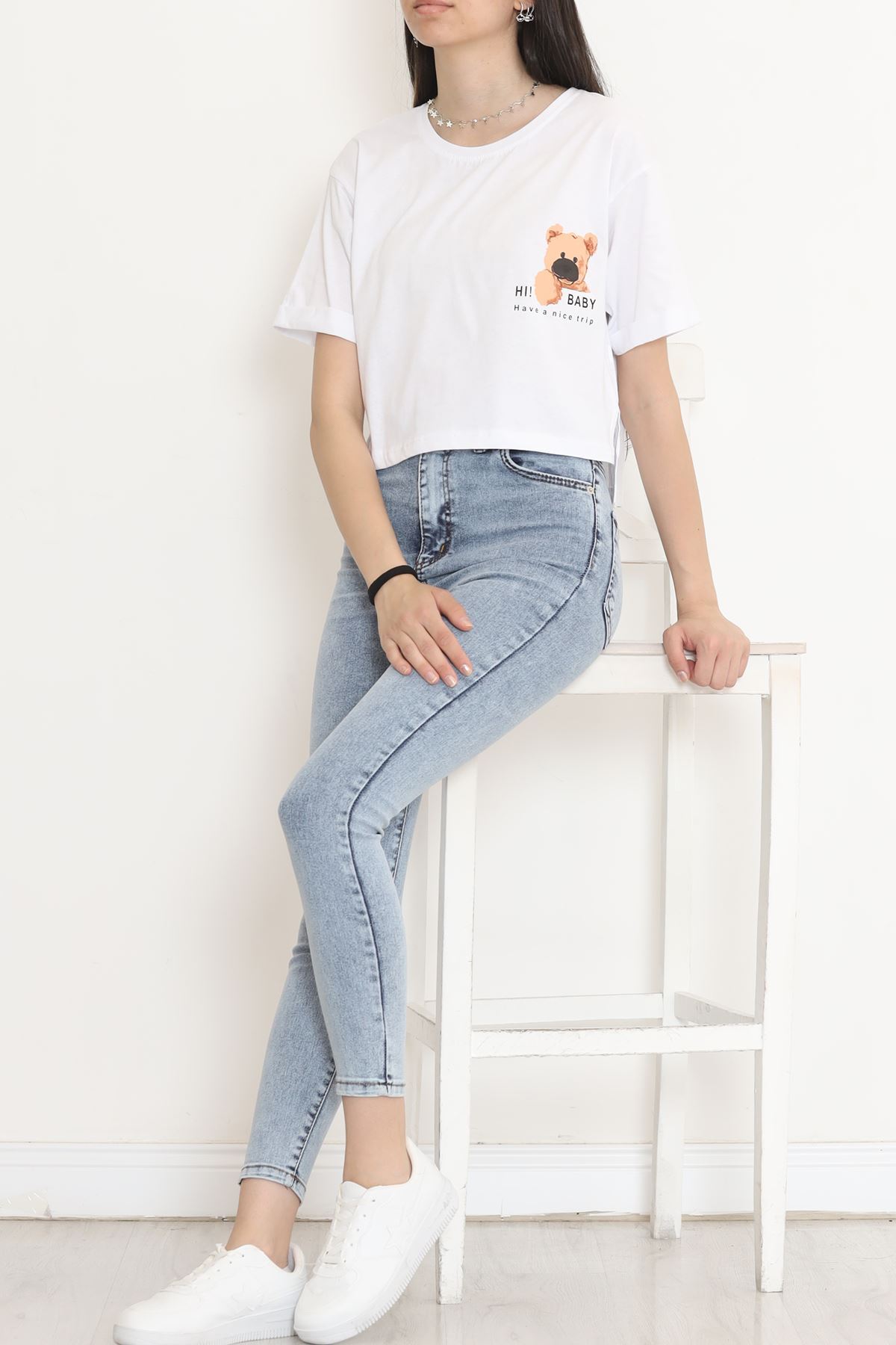 Printed Double Sleeve T-shirt White - 16490.1567.