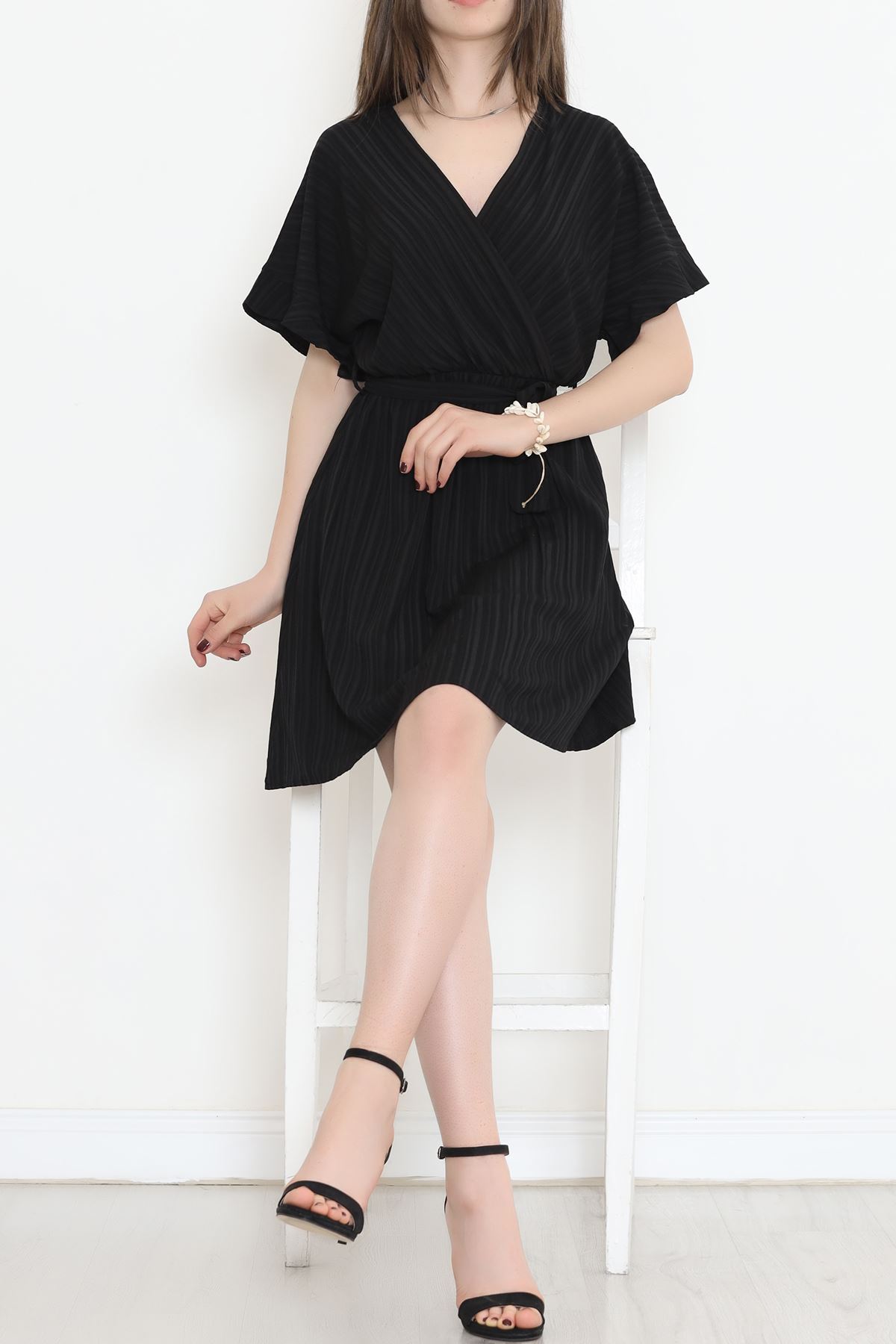 Double-breasted Collar Dress Black - 17368.701.