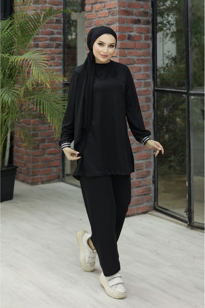 Suit with Elasticized Sleeves Black - 10010.1778.