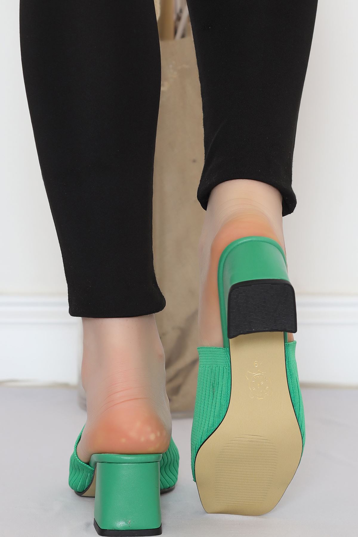 5 Cm Heeled Slippers Green - 18199.264.