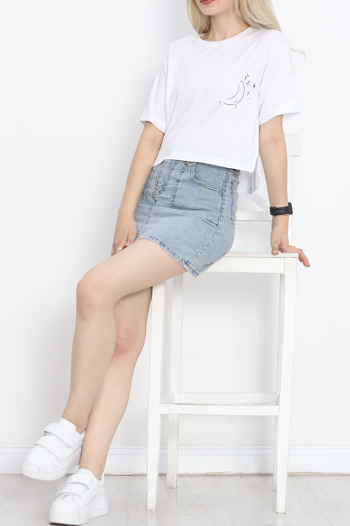 Printed Crop T-shirt White - 18667.1567.