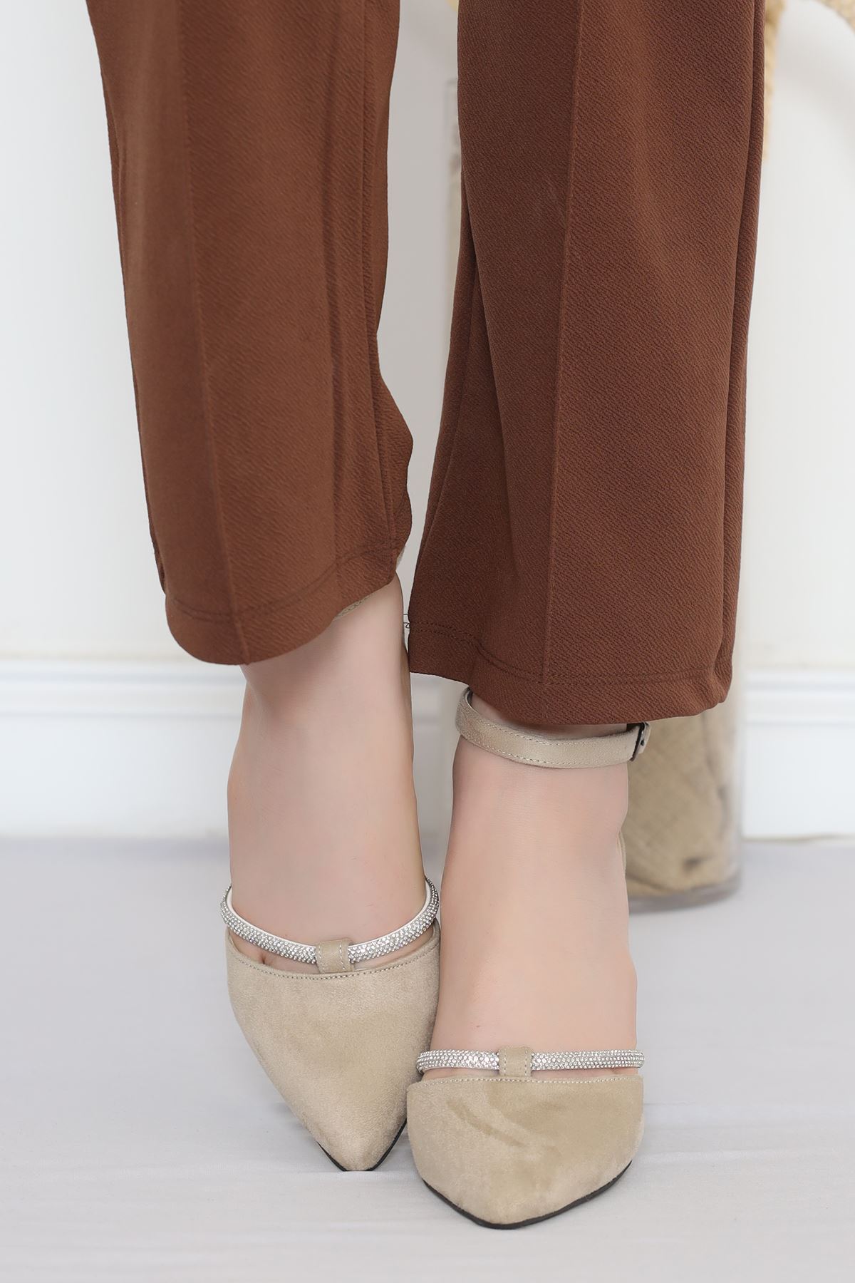 7 Cm Heeled Shoes Suede Mink - 17313.264.