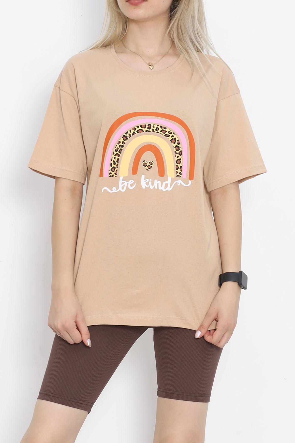 Printed Crew Neck T-shirt Mink - 16522.1567.