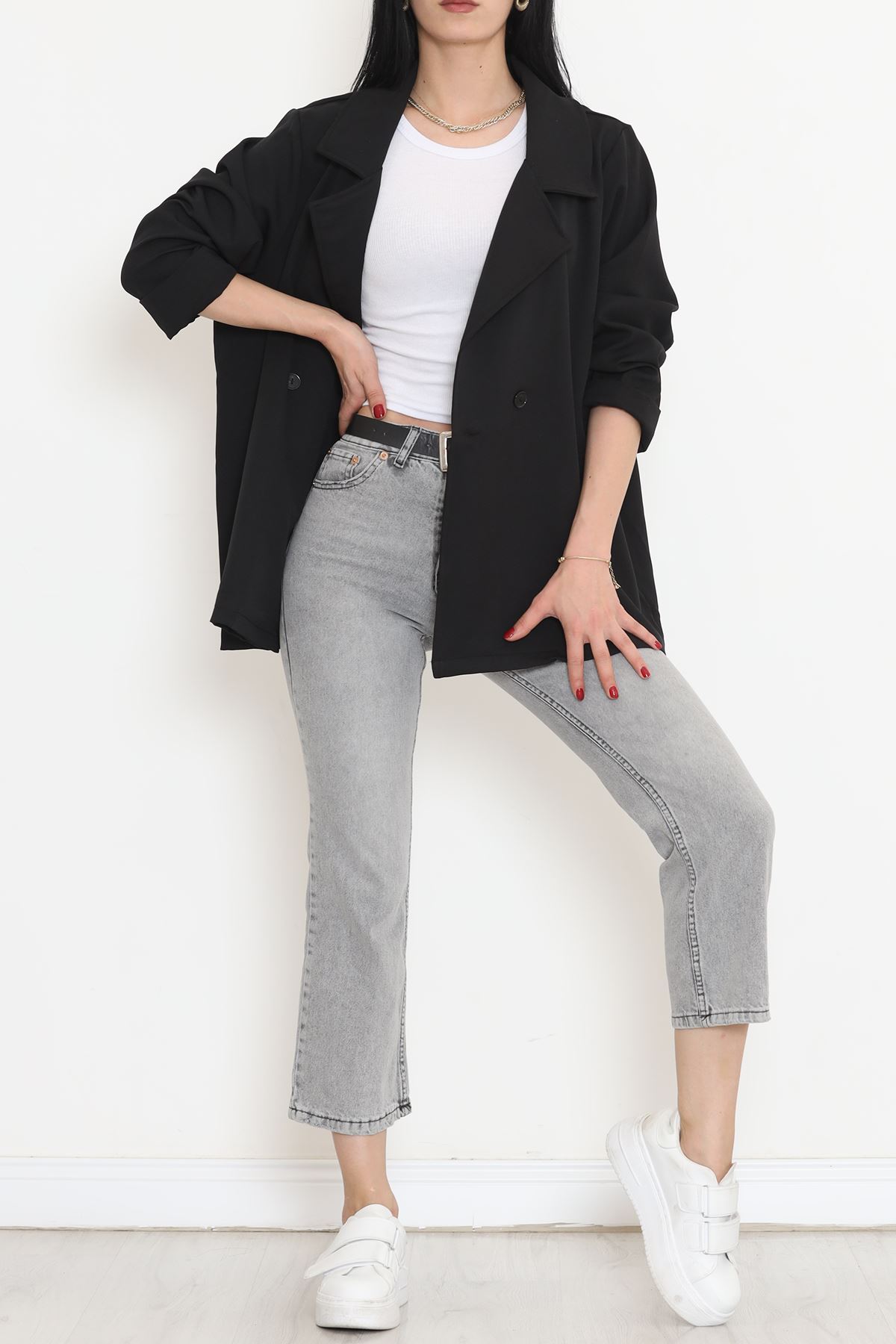 Oversize Button Jacket Black - 951.1247.