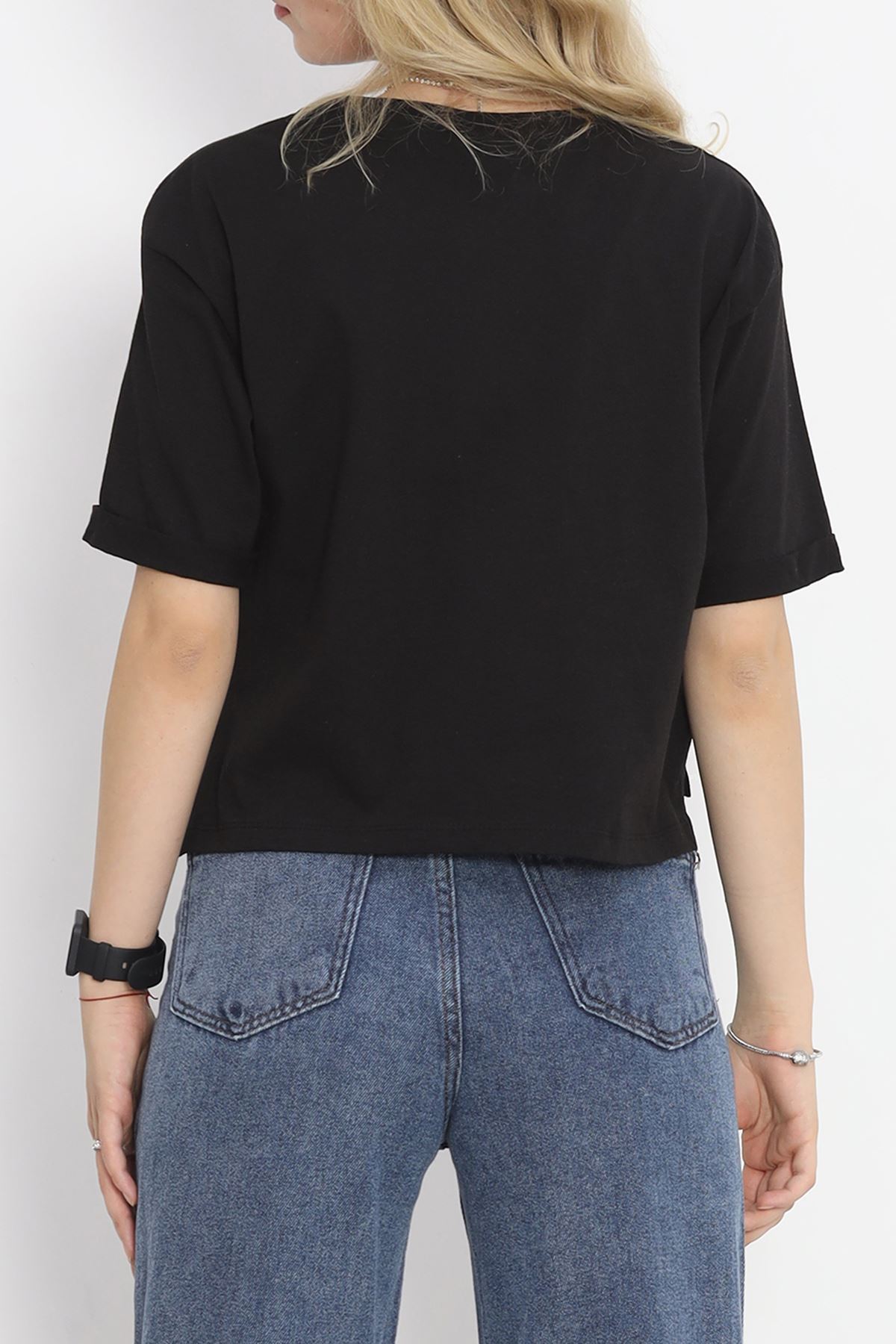 T-shirt with pocket and slit Black - 41008.1567.