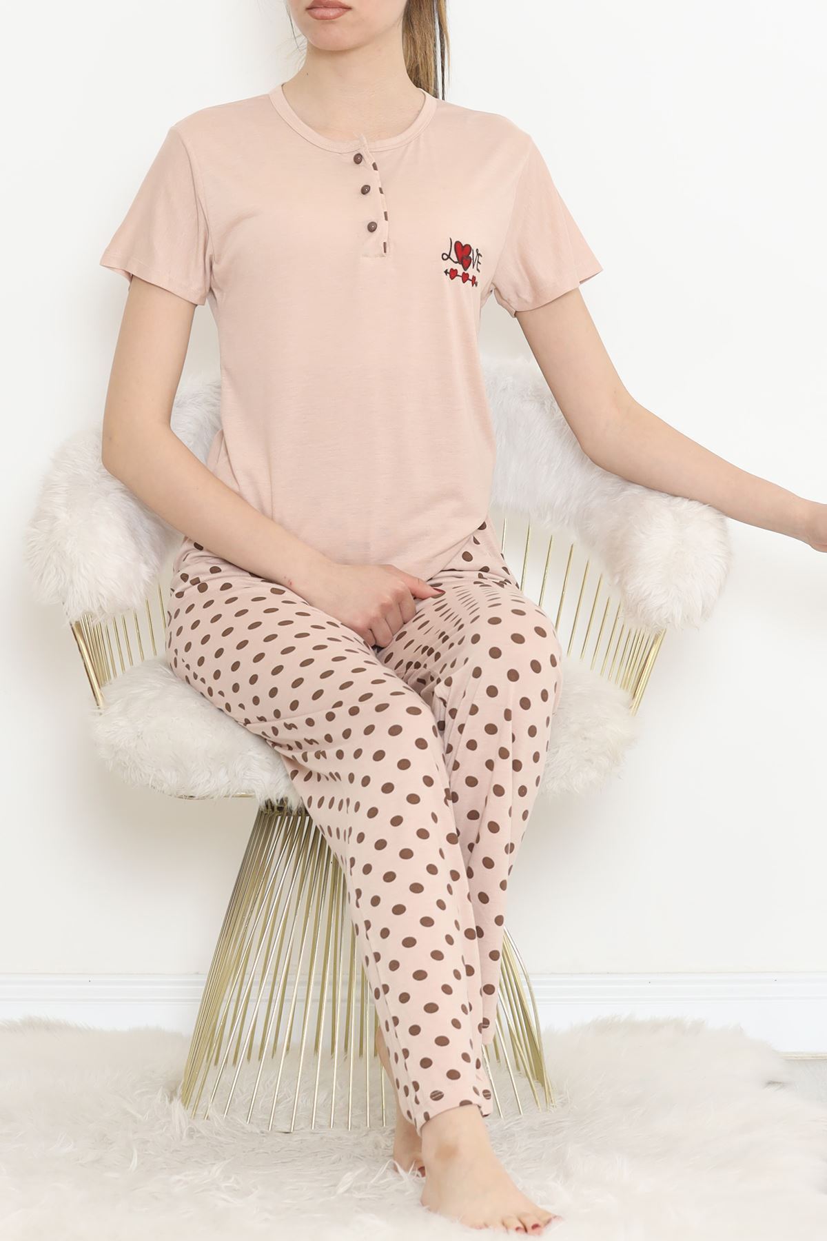 Button Pajama Set Beige - 704.1287.