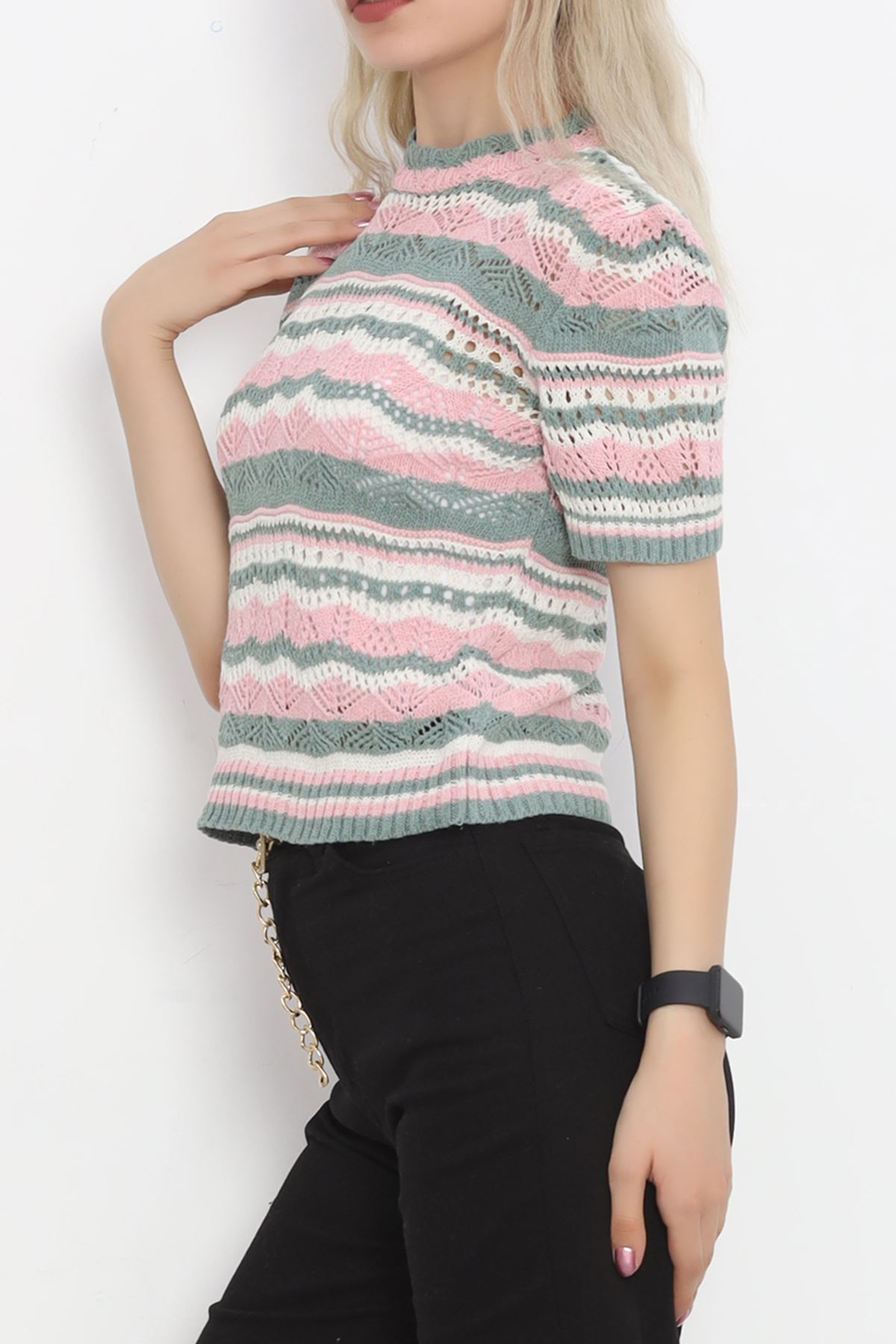 Wavy Color Sweater Mint Pink - 4164.1247.