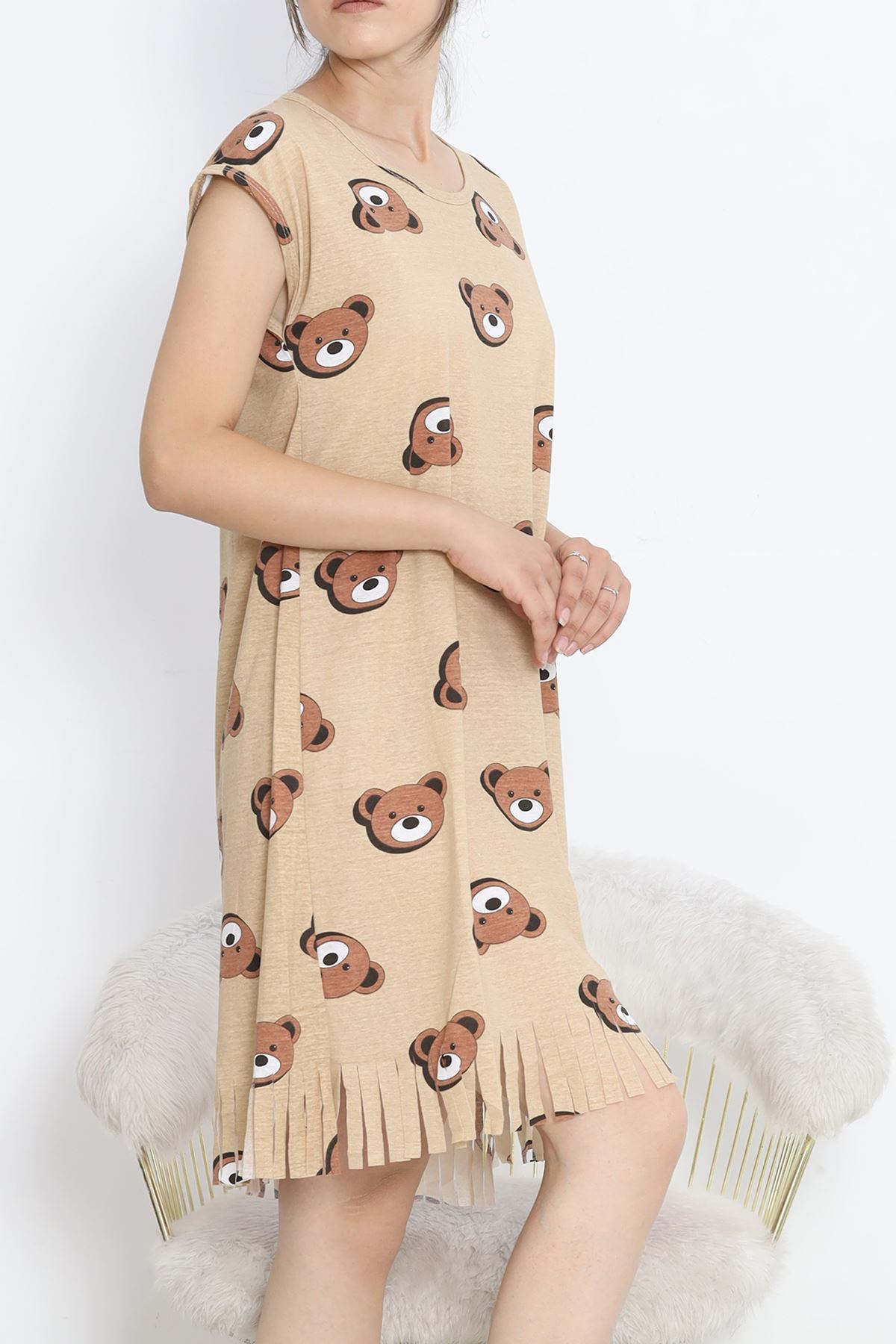 Printed Rotation Tasseled Dress Coffee - 263.1287.