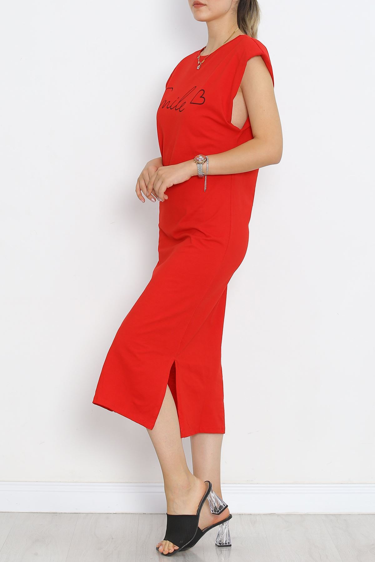 Wadded Single Jersey Dress Red - 15870.1567.