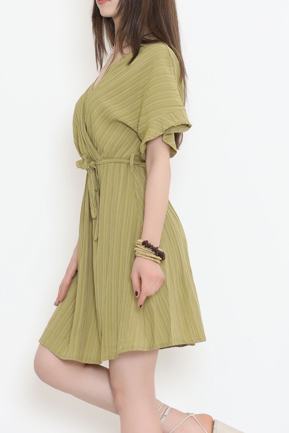 Double-breasted Collar Dress Green - 17368.701.