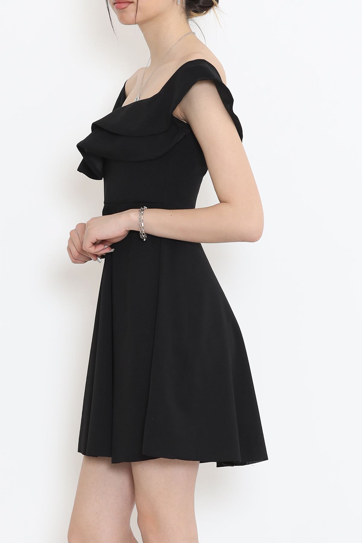 Tulle Collar Ruffle Dress Black - 58838.1592.