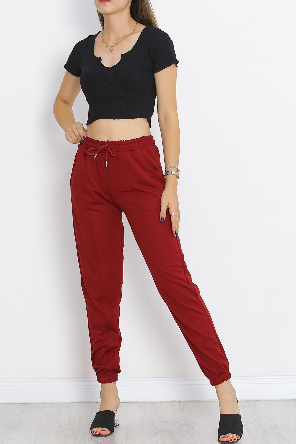 Pants with Elasticized Waist Chinos Burgundy - 10063.1778.