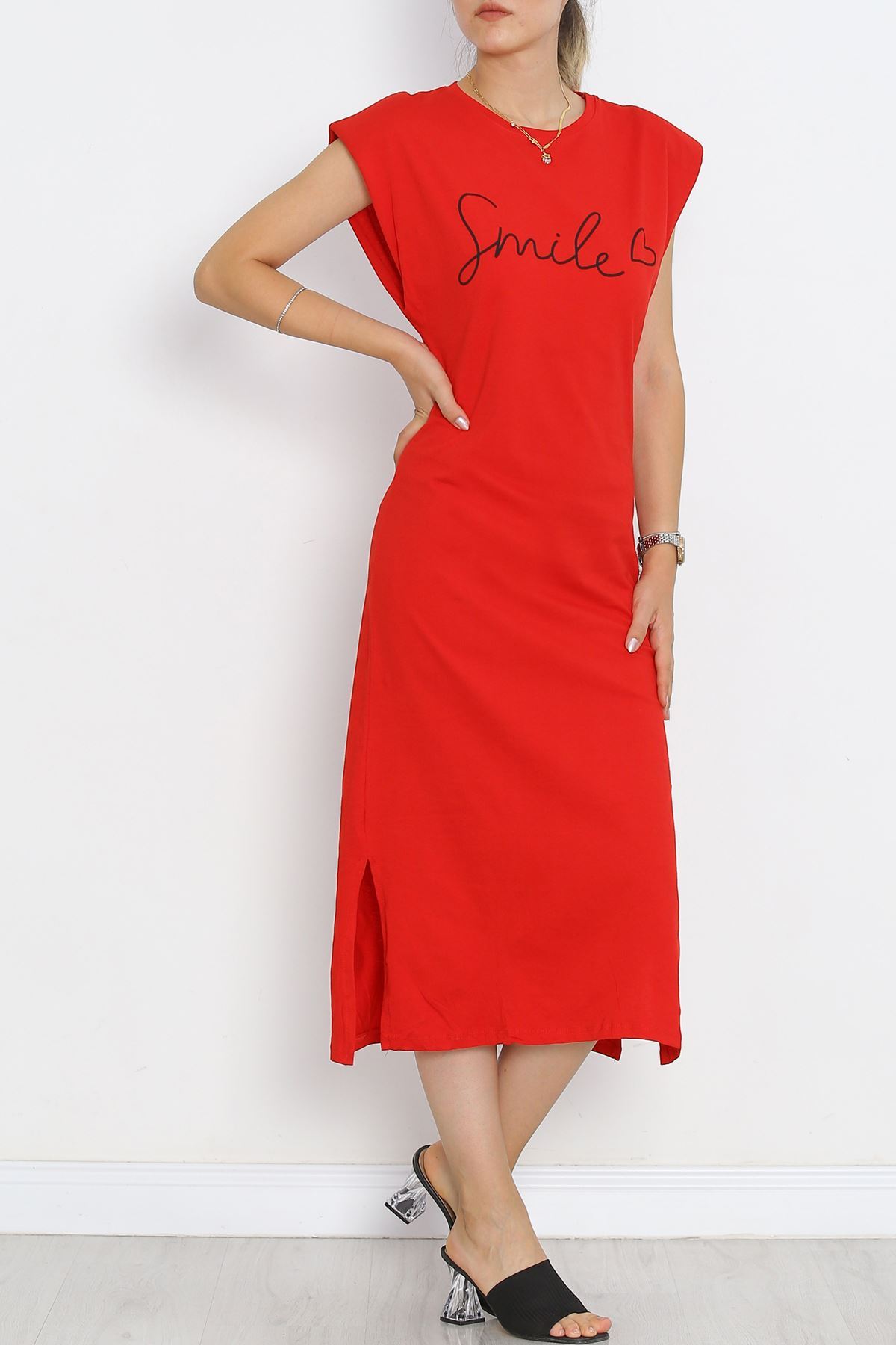 Wadded Single Jersey Dress Red - 15870.1567.