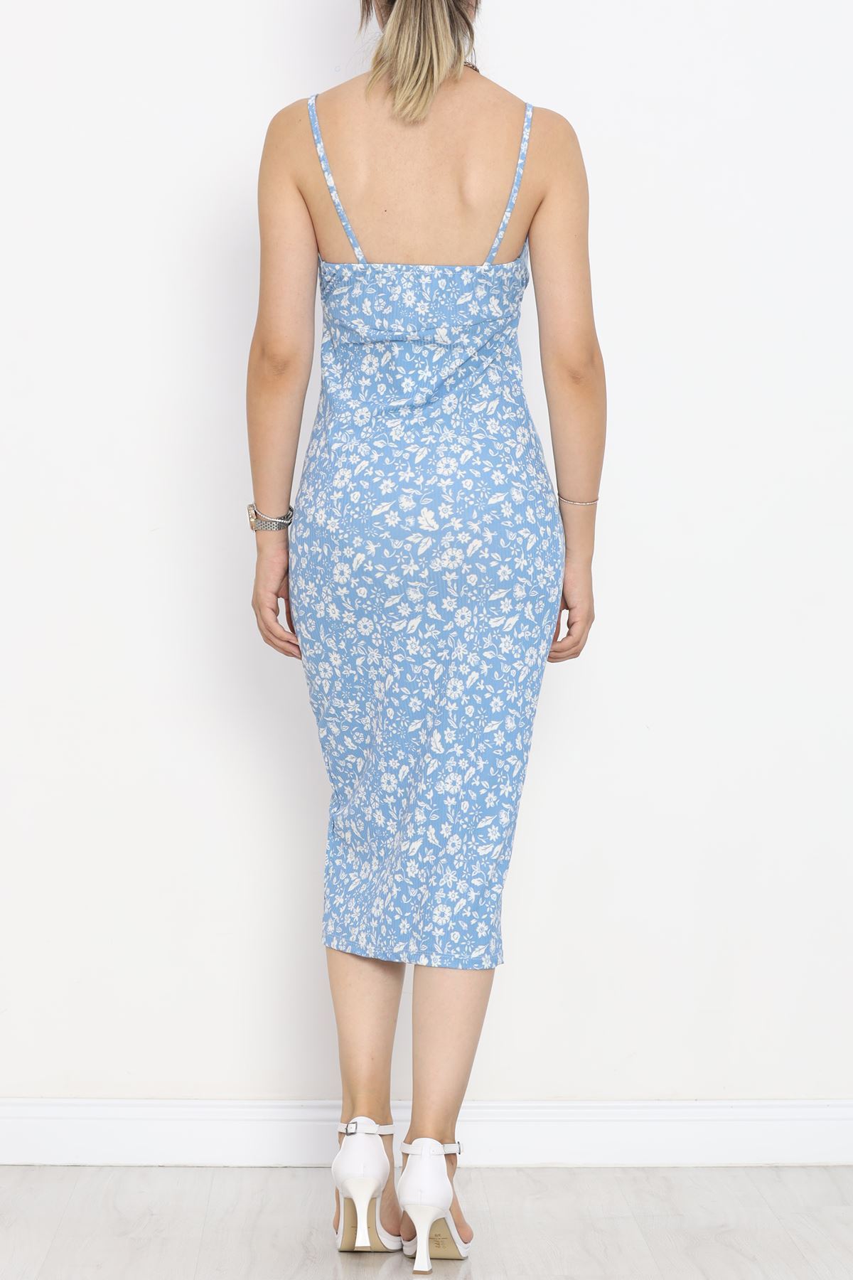 Strappy Patterned Dress Light Blue - 650.1247.