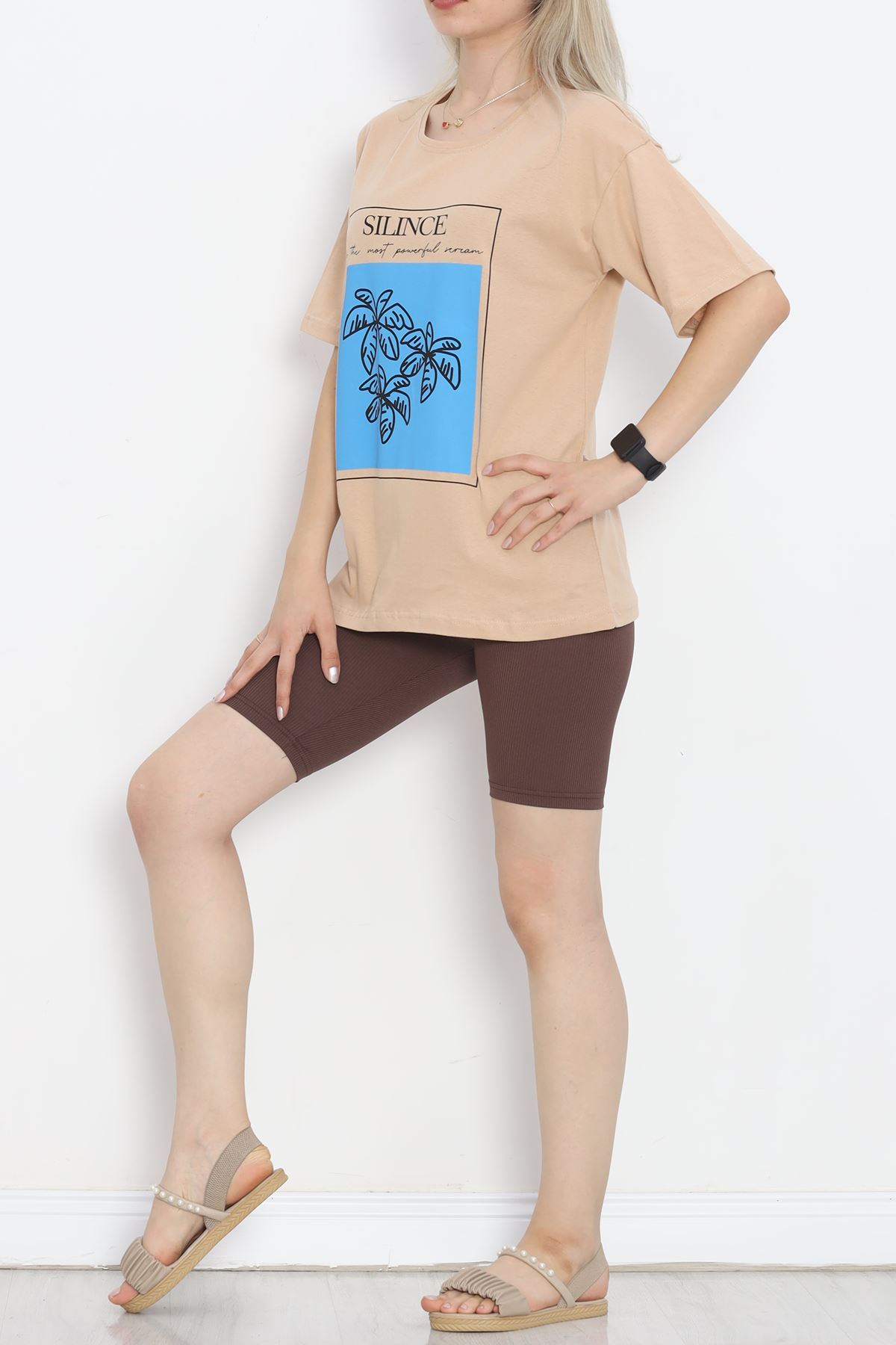 Printed Crew Neck T-shirt Mink - 16520.1567.