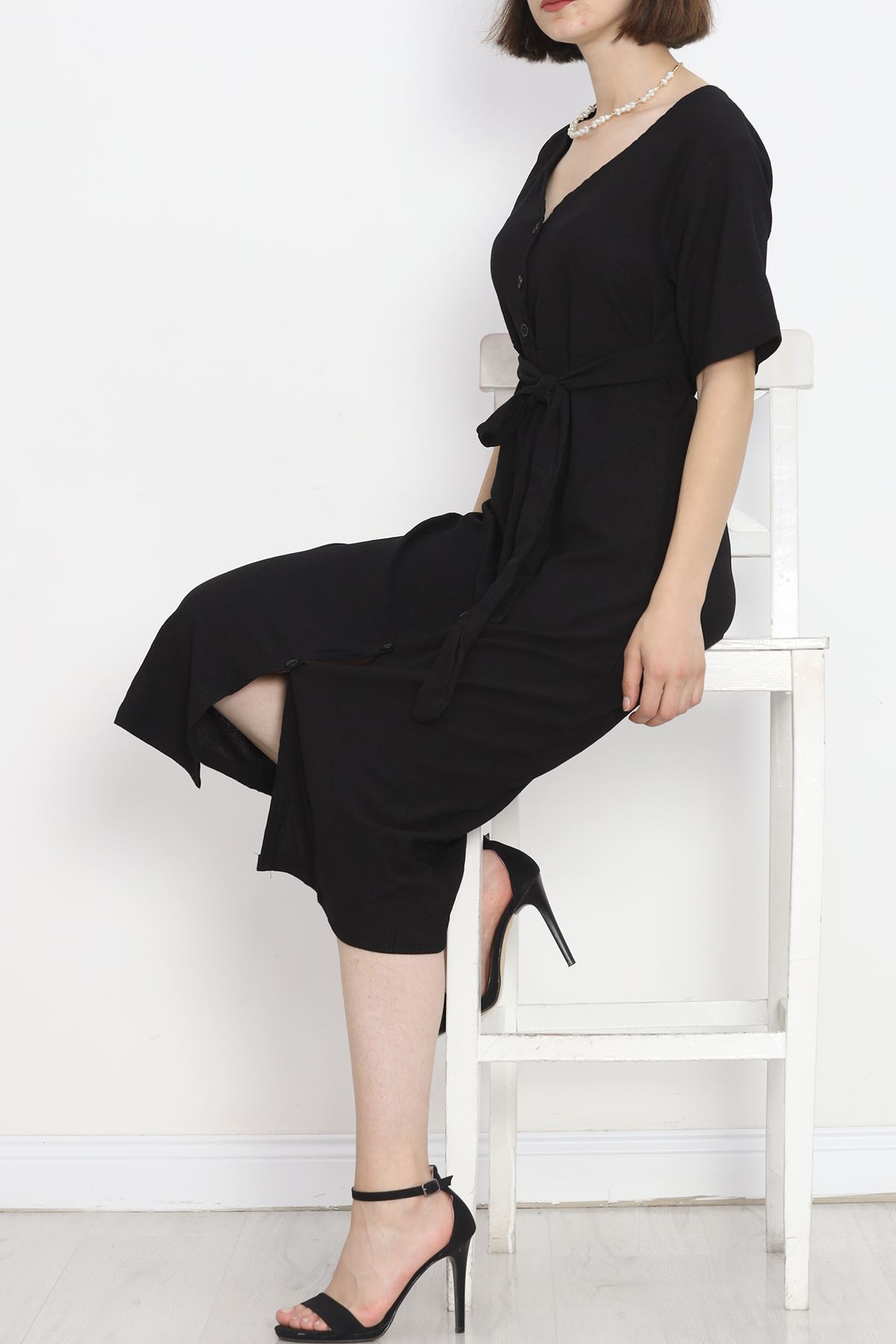 Front Buttoned Dress Black - 12181.1254.