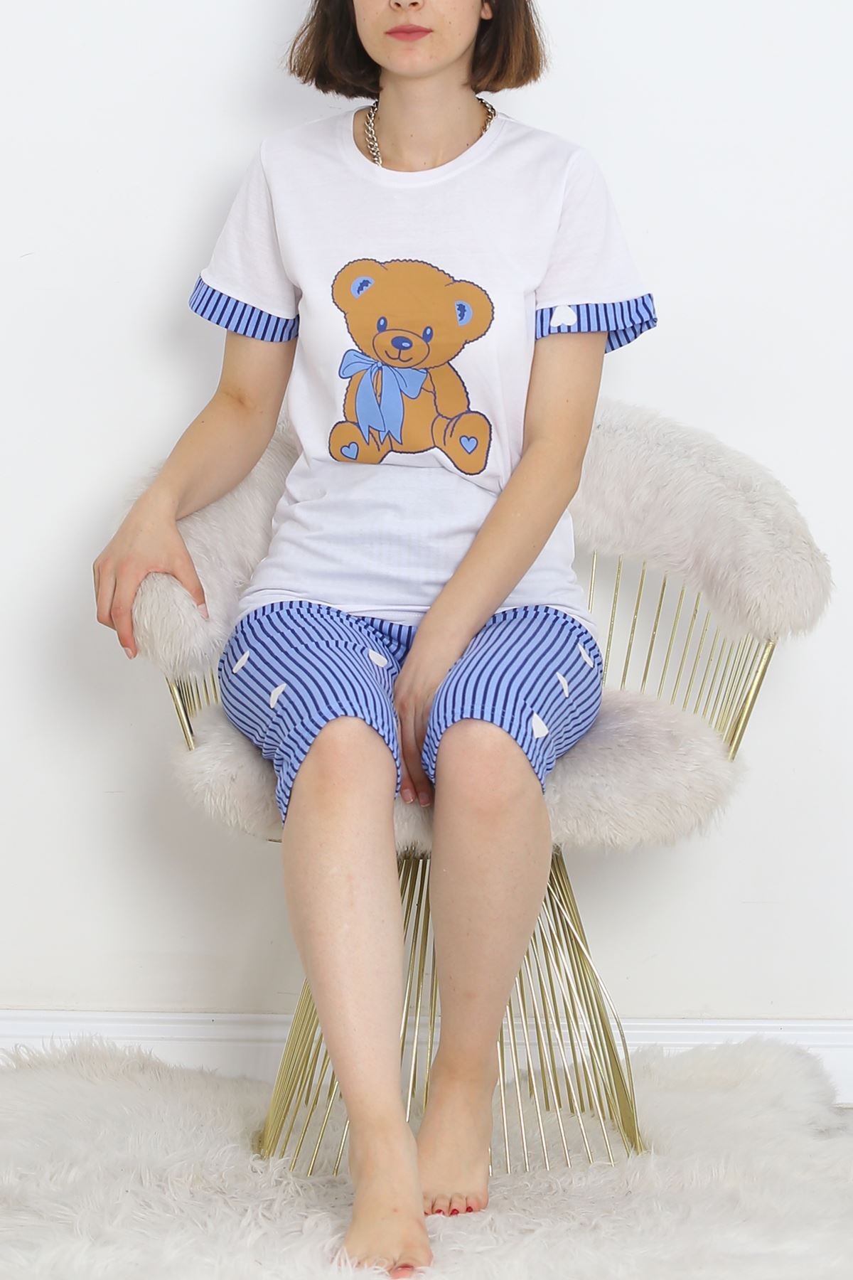 Capri Pajama Set White-Blue - 18952.1567.