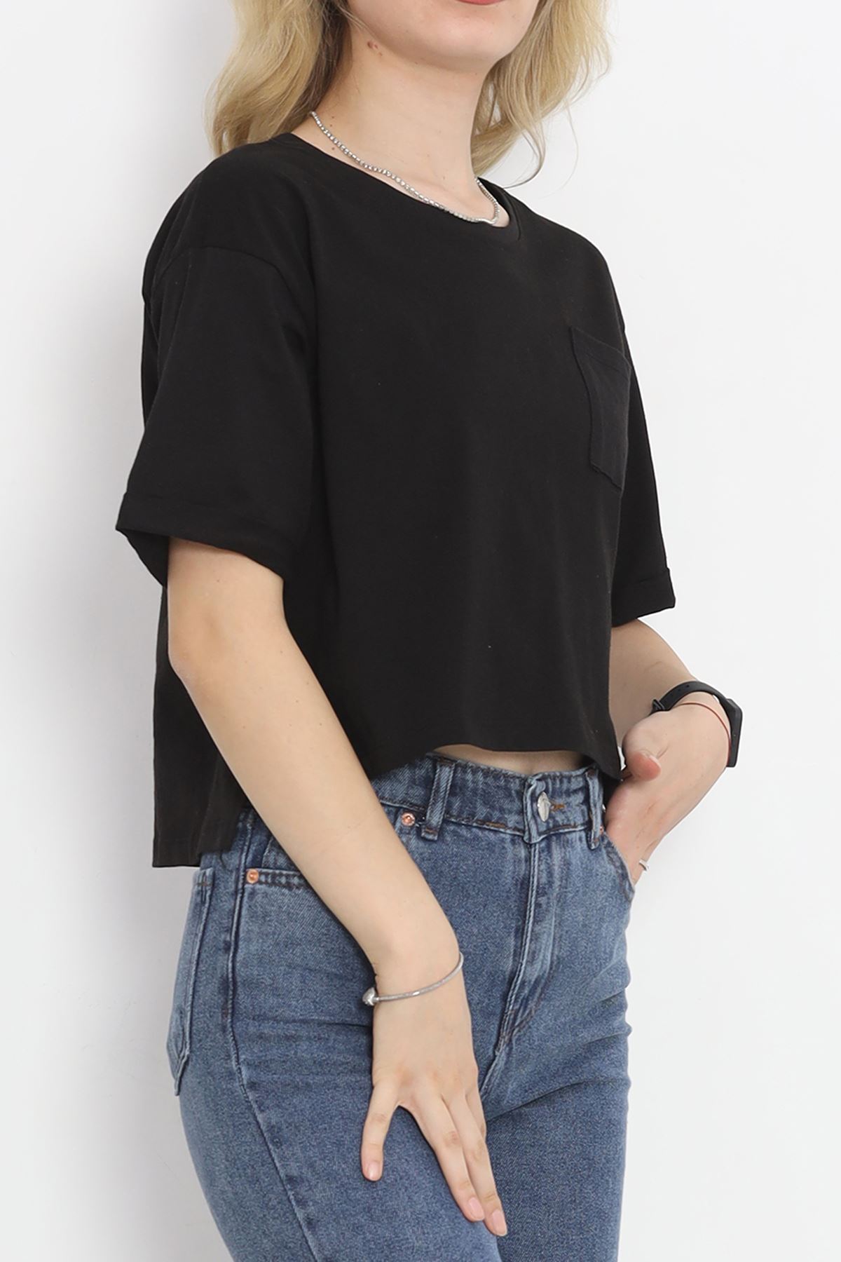 T-shirt with pocket and slit Black - 41008.1567.