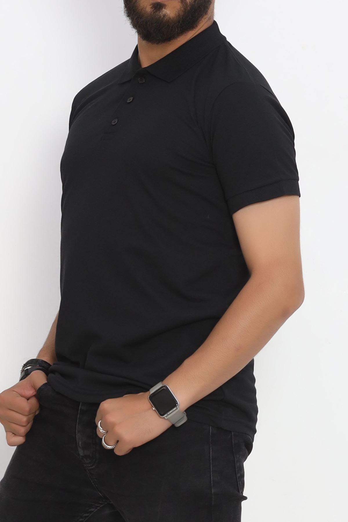 Polo Collar T-Shirt Black