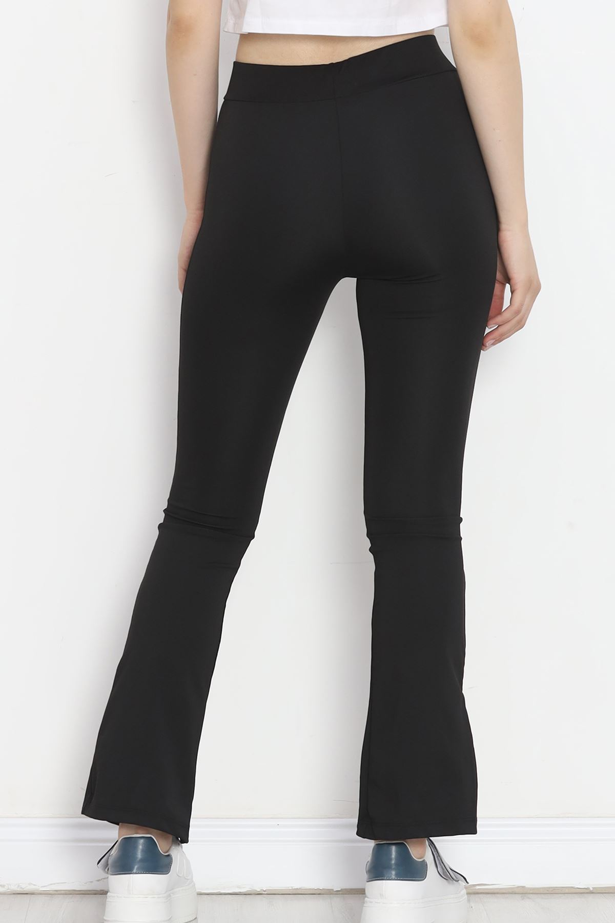 Flared Leggings Front Slit Leggings Black