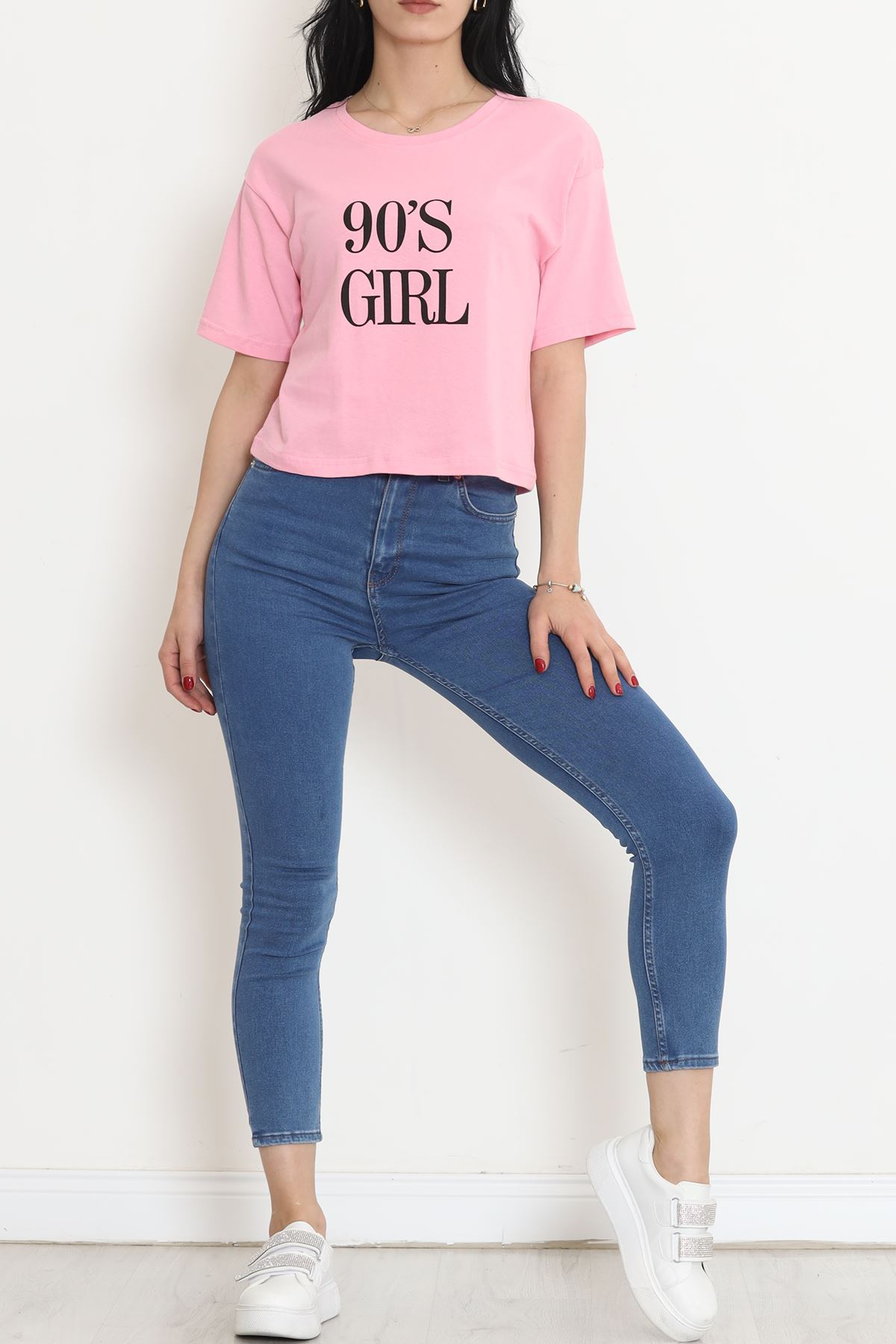 Printed Crop T-shirt Pink