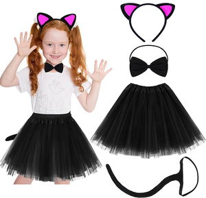 Cat Ear Crown Skirt Tail and Bow Tie Set of 4 Kids Fuchsia