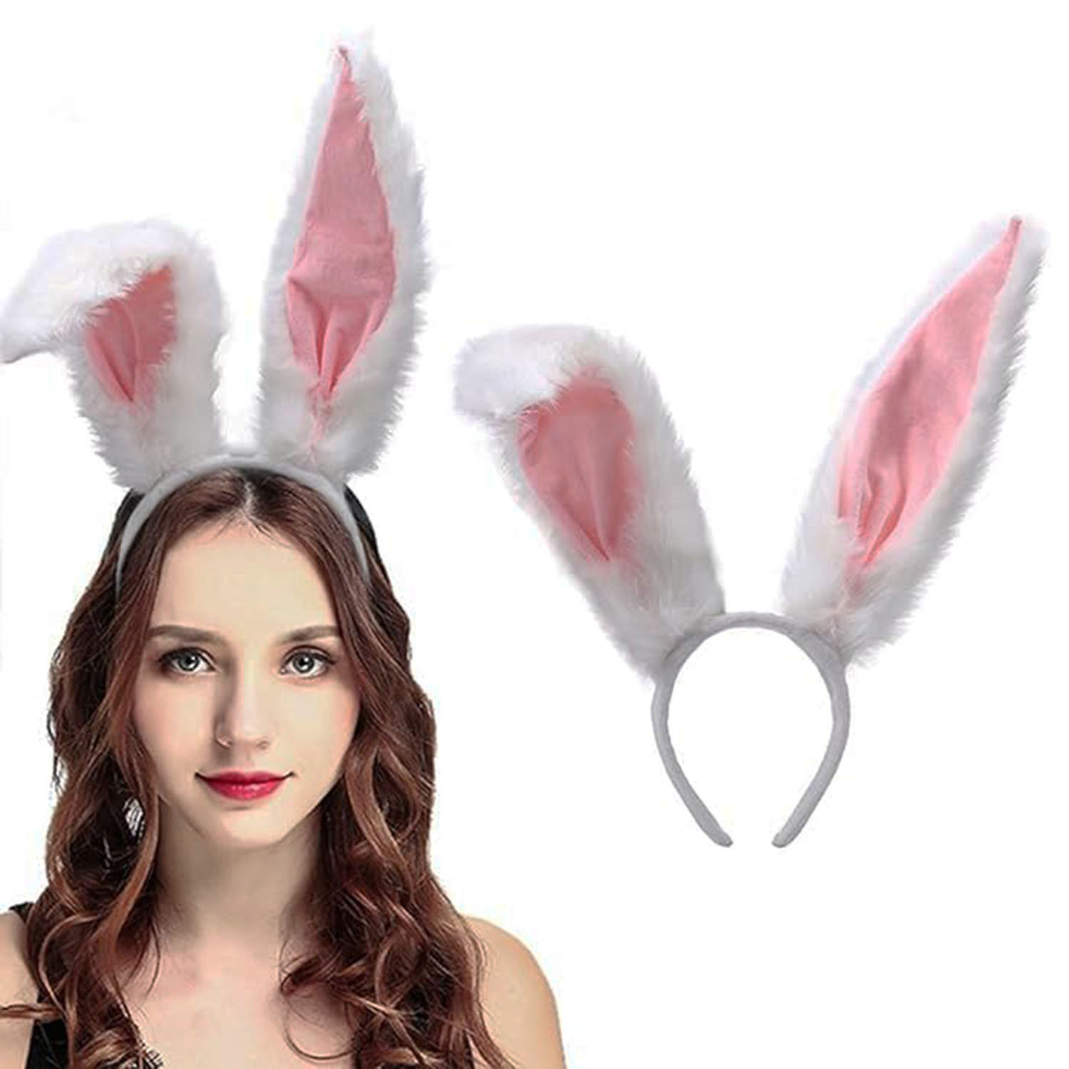 Plush Material Mega Size Shapeable Rabbit Ears White 14X43 cm