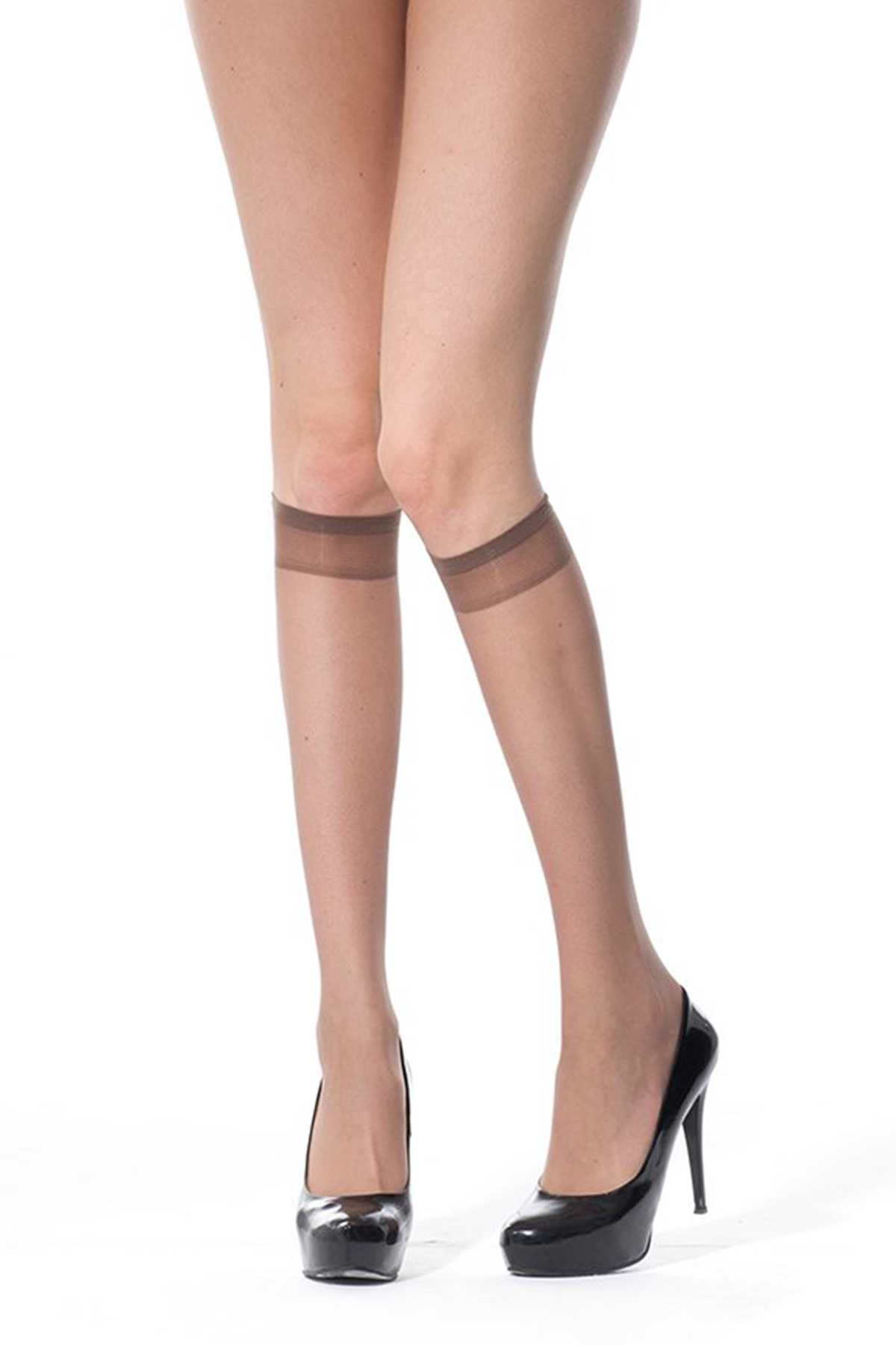 6 Thin Knee High Socks 20 denier 86 Mink