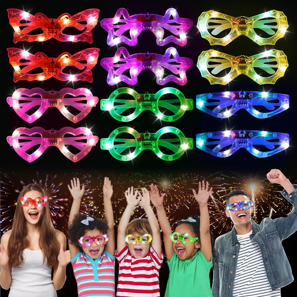 Led Lighted Mixed 6 Model Flashing Party Goggles 6 Pcs